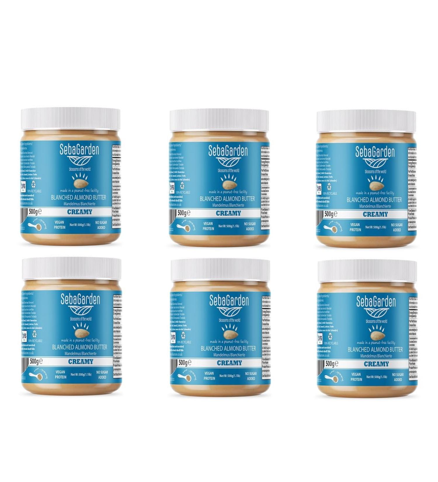 Almondmus White Almond Muscle - Seba Garden Blanched Almond Butter 3kg | Salt-Free Unsweetened Gluten-Free Vegan Paleo (6 Pack) - Buy Online on GoSupps.com