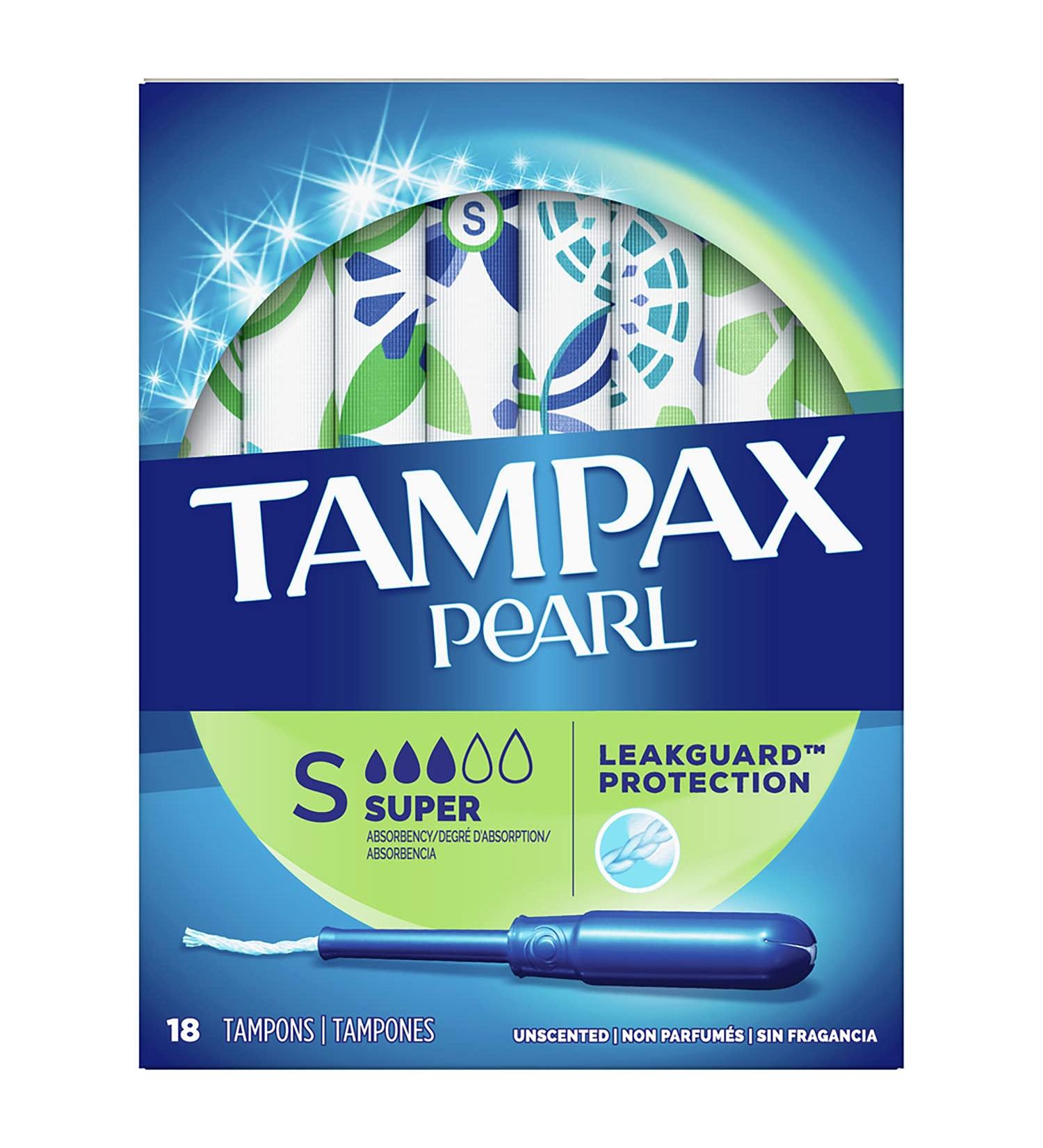 Tampax Pearl Plastic Super Absorbency Unscented Tampons 18 Count One Size - Buy Online on GoSupps.com