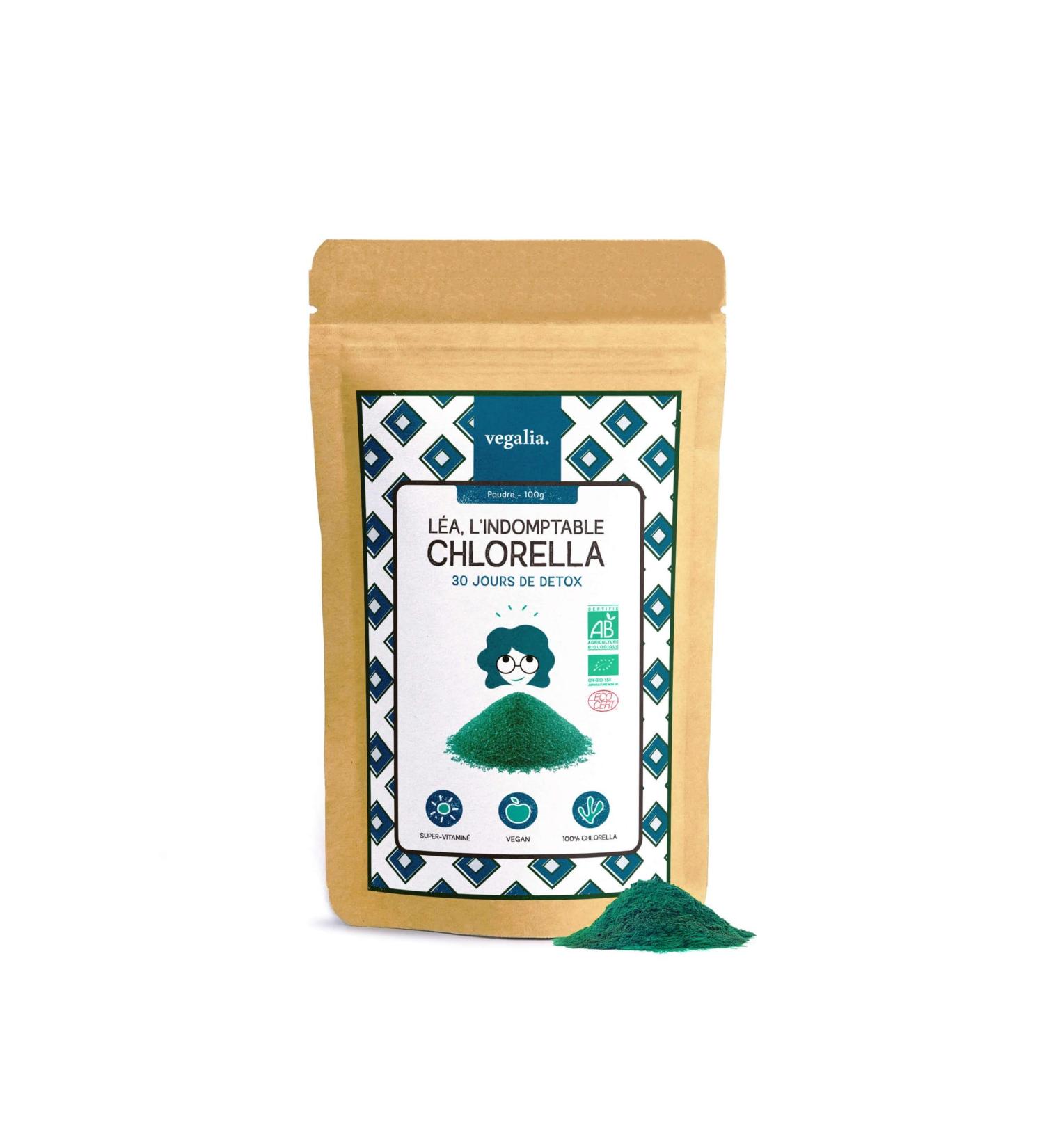 Chlorella Bio AB 100 g pure powder Rich in vitamin B12 & protein Ecocert No heavy metals Detoxifies the body - Vegalia