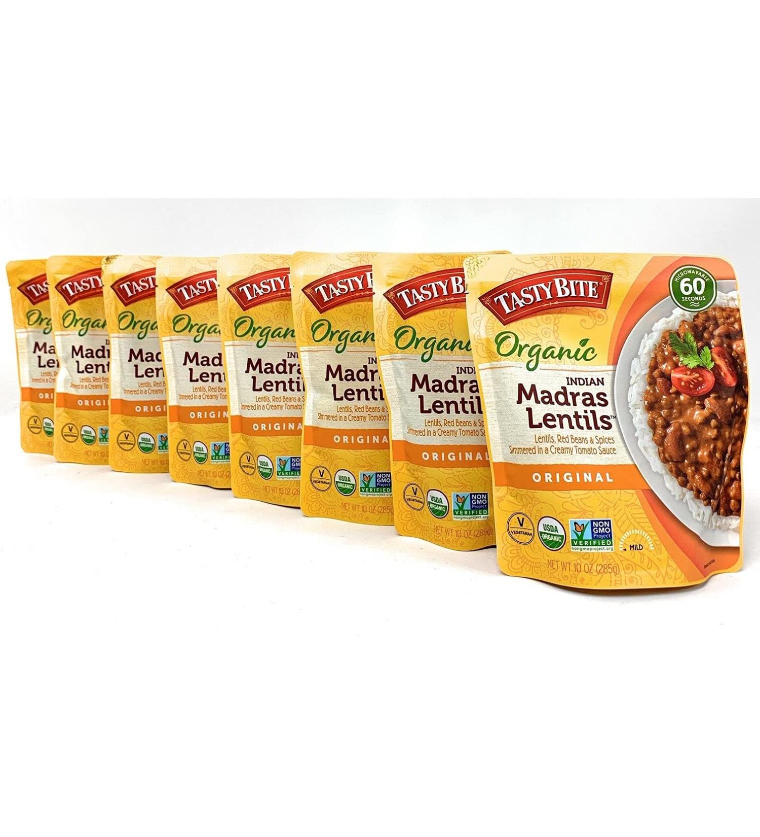 Organic Indian Madras Lentils 10 Oz - Pack of 8 | Tasty Bite - Buy Online on GoSupps.com