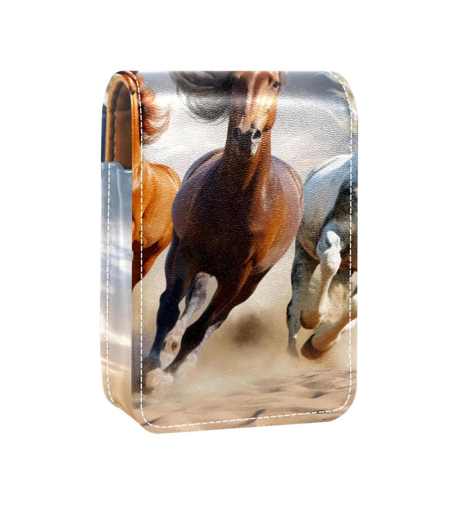 Buy Leather Lipstick Case Organizer with Mirror | Mini Lip Gloss Holder Bag | Funny African Animal Design - Buy Online on GoSupps.com