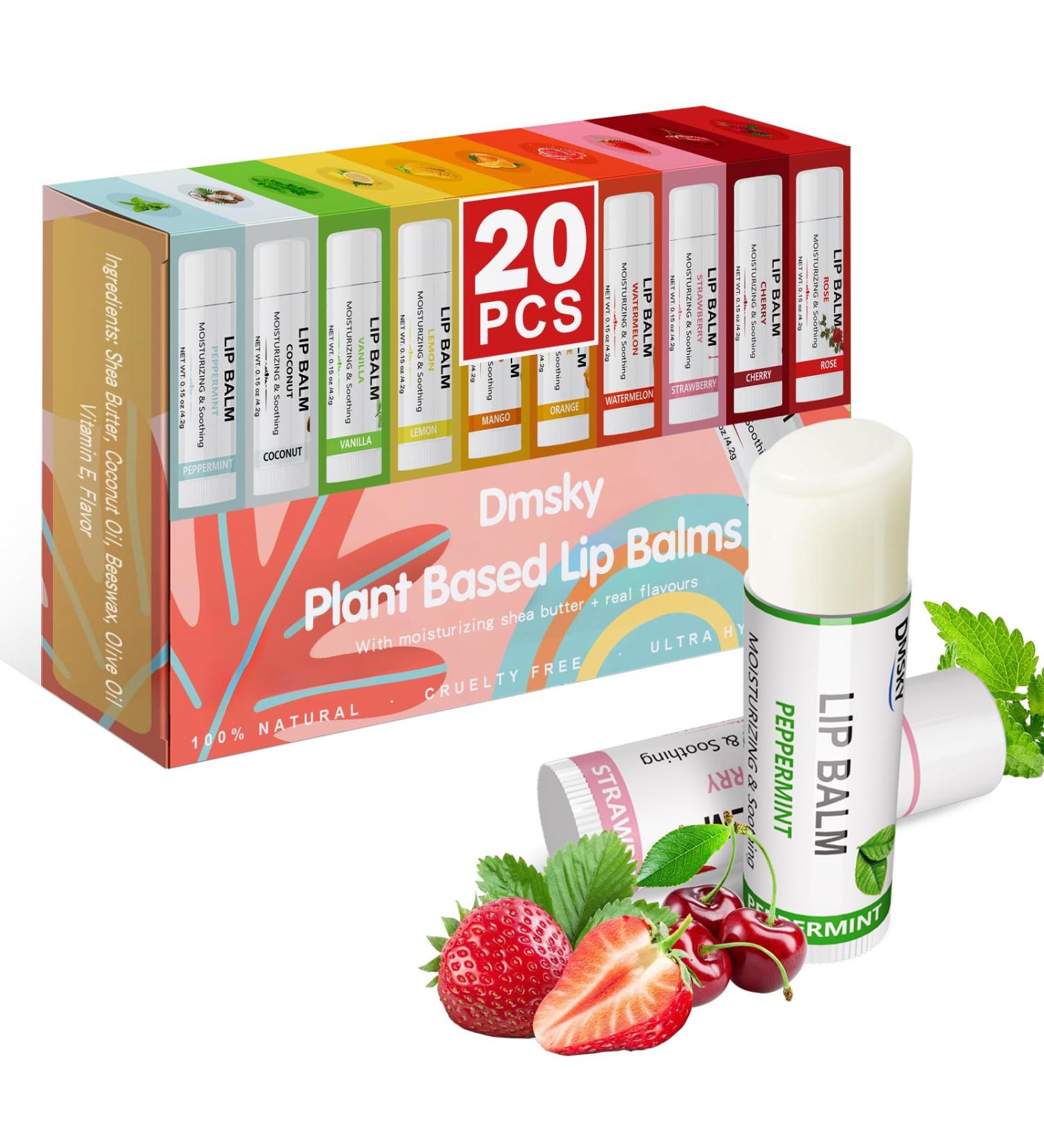 Dmsky Fruit Lip Balm Bulk - Hydrating for Men Women Kids - 0.15 Oz 20 Count (Pack of 1) - Buy Online on GoSupps.com