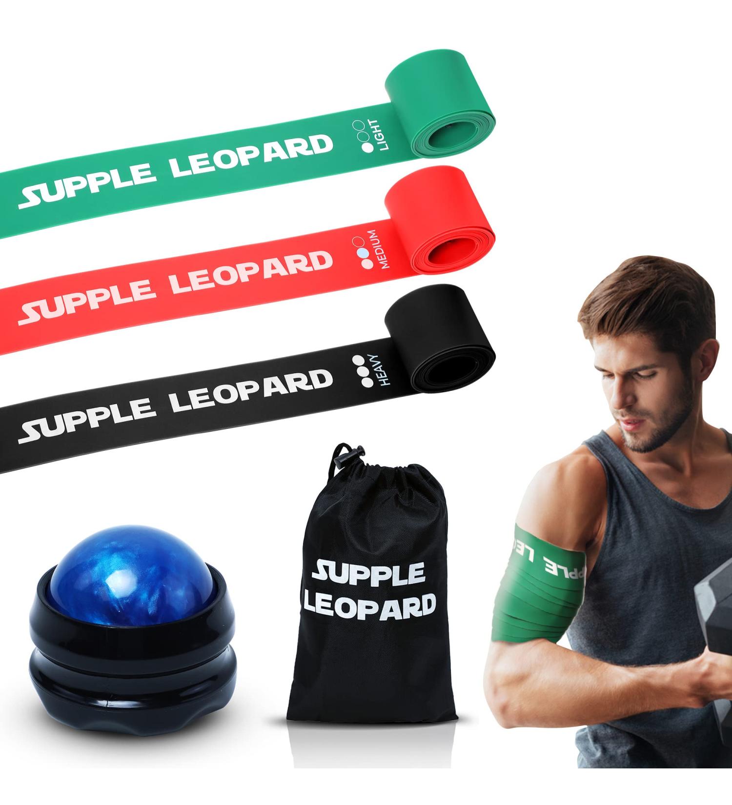 Supple Leopard Muscle Floss Band & Massage Ball Set - Enhance Mobility Relaxation & Sore Muscle Relief with 3 Levels of Support - Buy Online on GoSupps.com