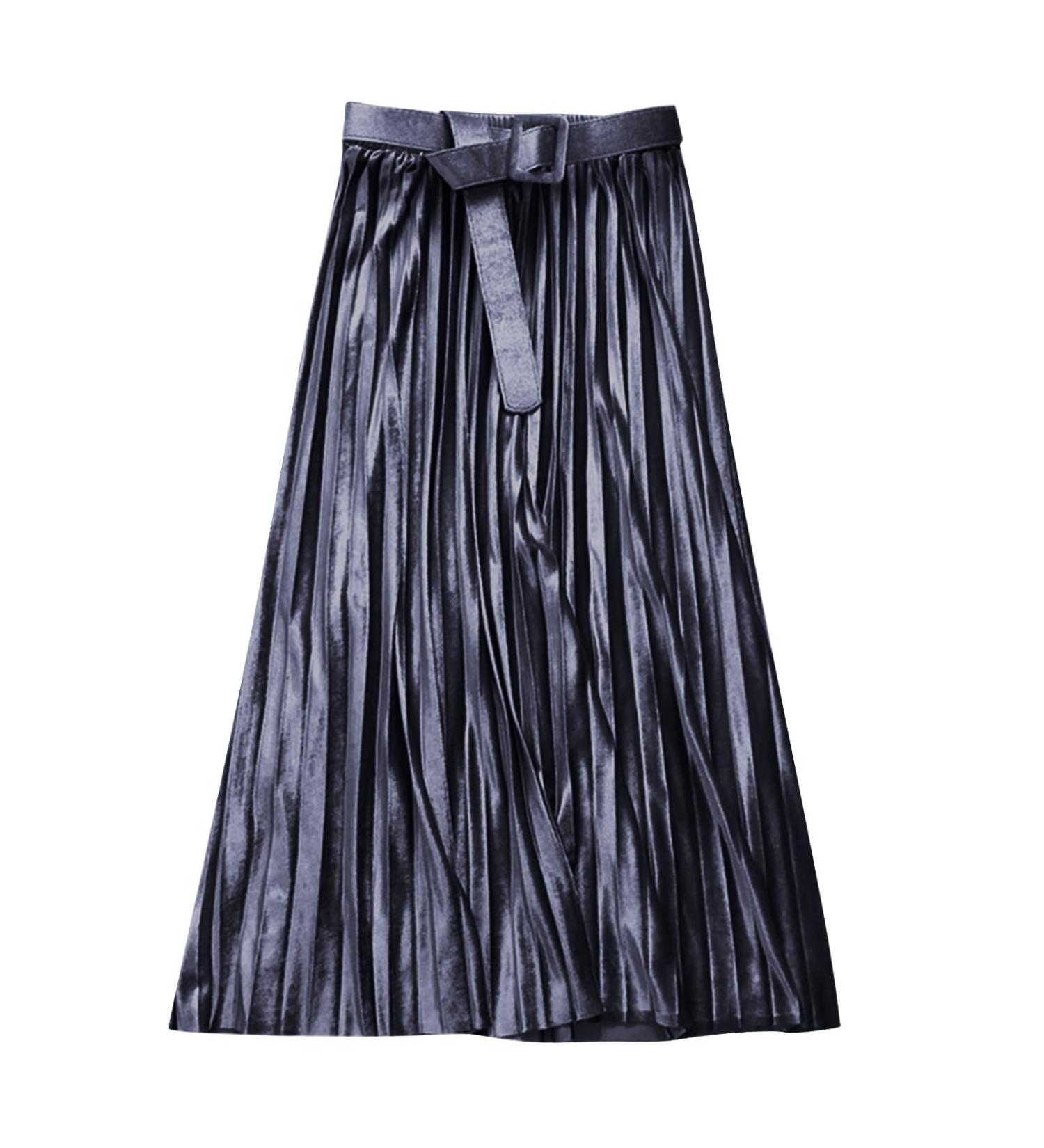 Shop Stylish Women's Chiffon Maxi Skirts | Adjustable Lace Trim & Ruffles in Dark Gray - Casual Winter Fashion - Buy Online on GoSupps.com