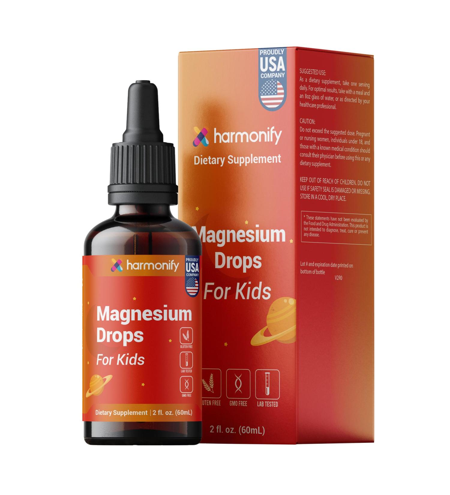 HARMONIFY Magnesium Drops Liquid Magnesium Dietary Supplement 2 fl oz (60 mL) Gluten Free GMO Free Lab Tested - Buy Online on GoSupps.com