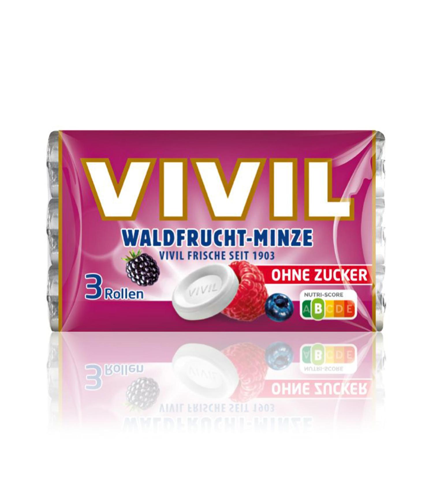 Vivil Roll Forest Fruit Mint - Sugar-Free & Vegan Fruity Pastilles - 3 Pack (3x28g) - Buy Online on GoSupps.com