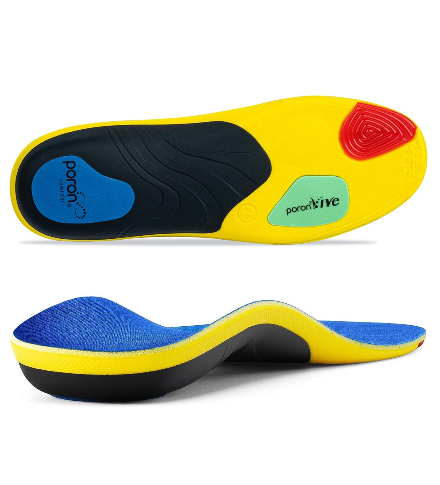 Professional Arch Support Insoles for Men & Women | Plantar Fasciitis Shoe Inserts for Flat Feet Pain Relief | Shock Absorption Athletic Orthotic Insert M Blue (Men's 7-8/Women's 9-10 - Buy Online on GoSupps.com