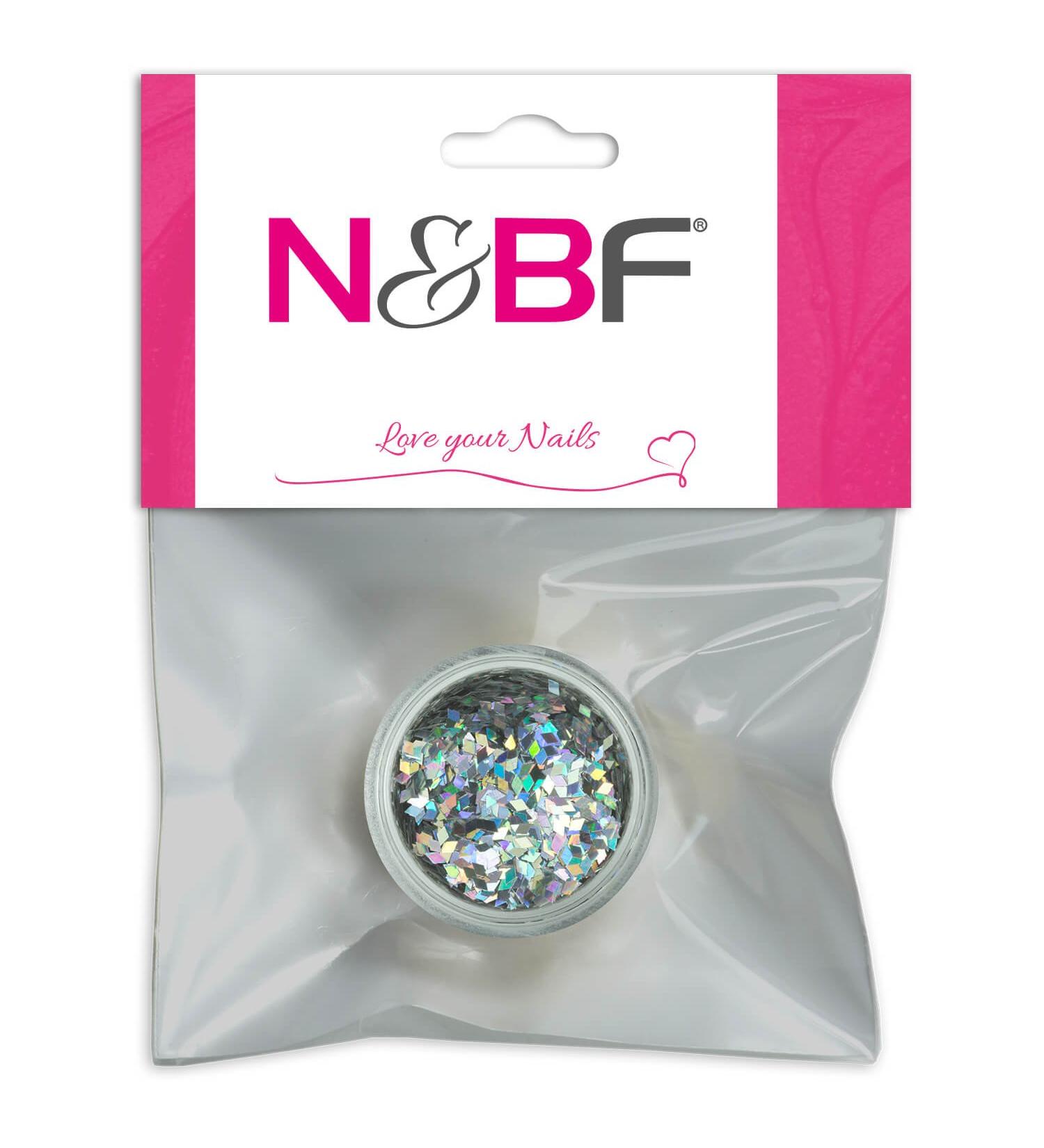 N&BF Nailart Glitter Diamonds |Silver (silver diamonds) |Nailart glitter diamonds for gel nails & nail polish |Glitter dust for Nailart |Diamond -shaped mica powder for effective color accents