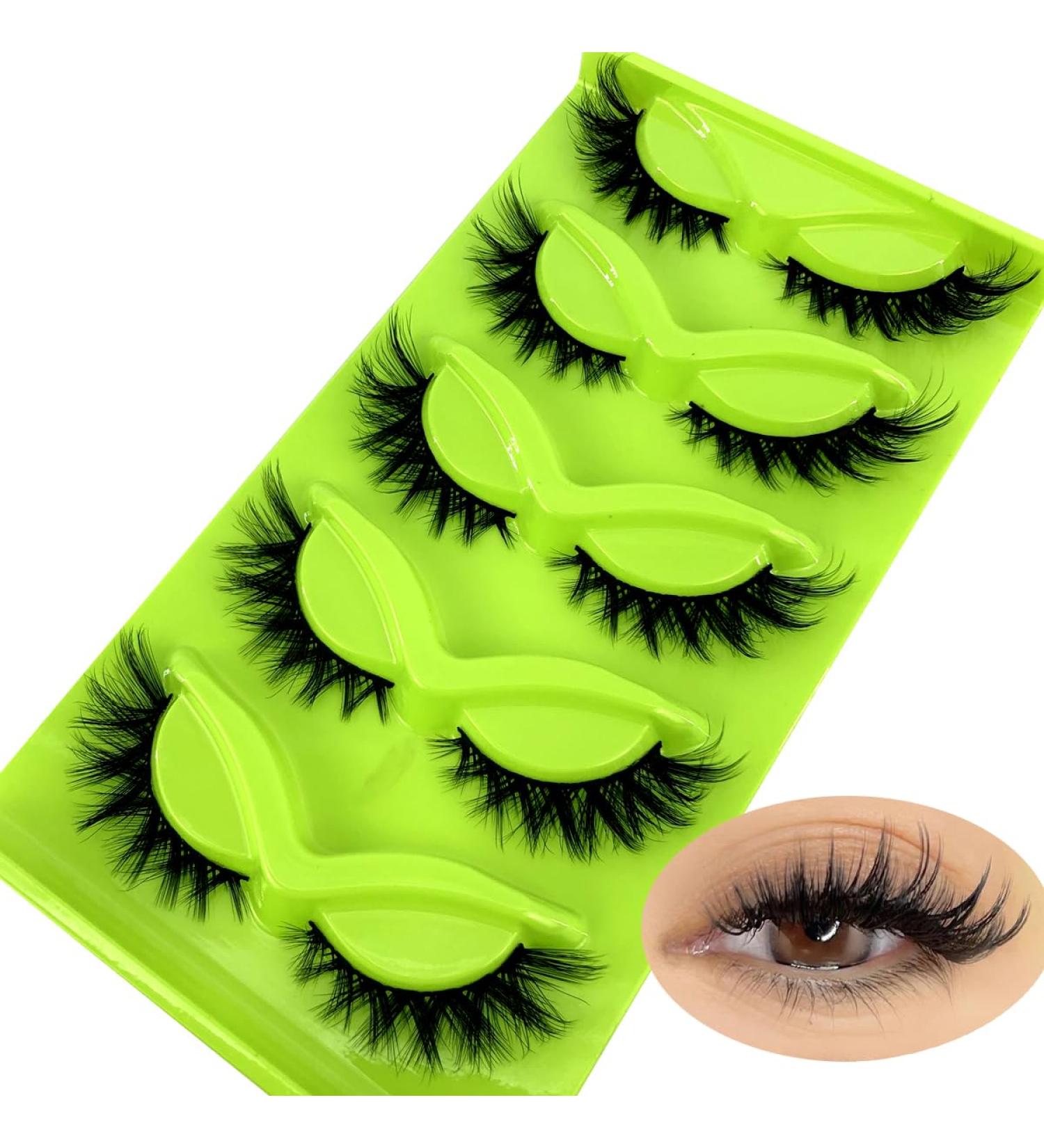 HBZGTLAD 3D Cat-Eye Mink Eyelashes - Curled Winged Thick & Natural False Eyelashes (MF-6) - Soft & Realistic - Buy Online on GoSupps.com