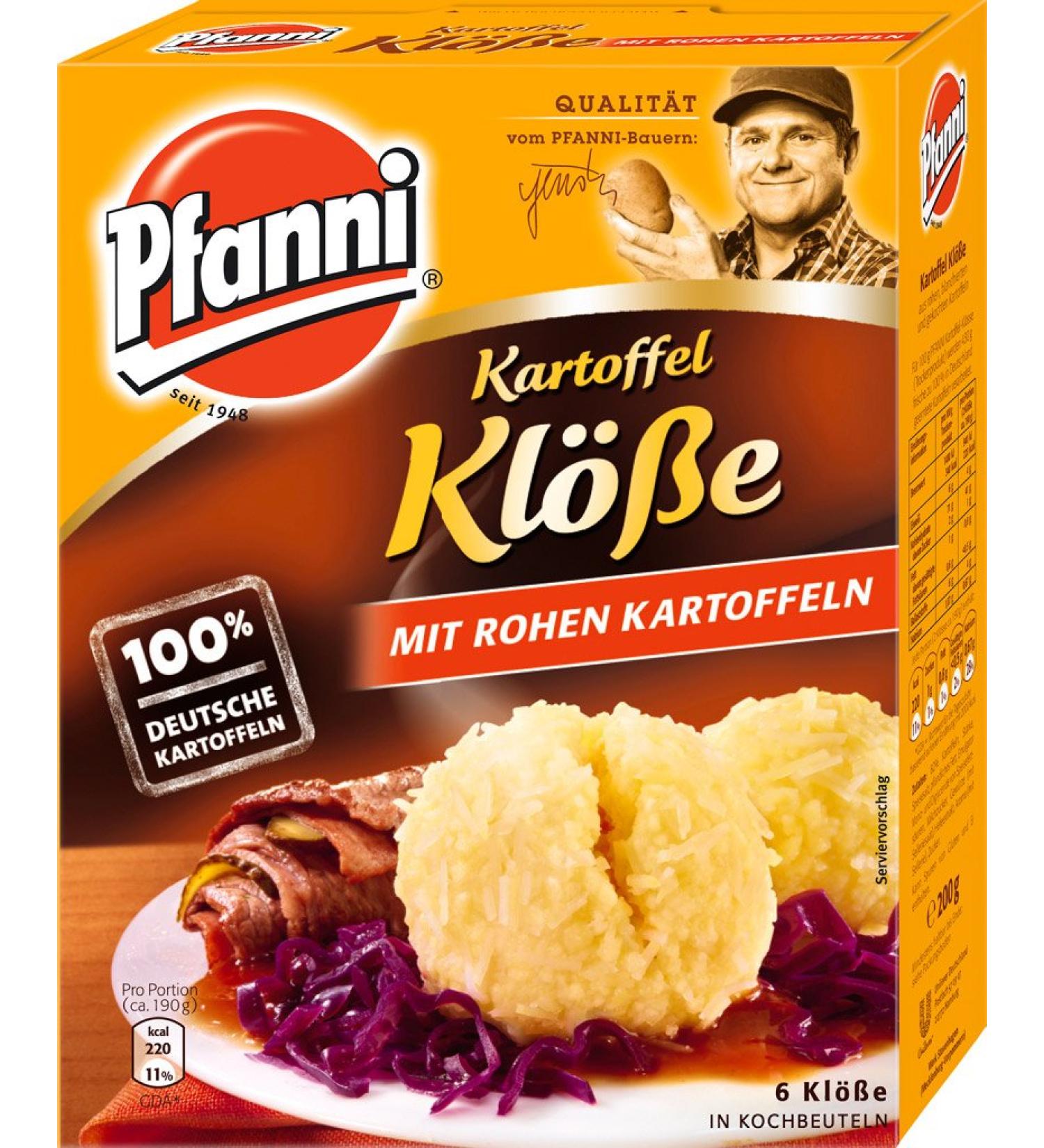 Pfanni Potato Dumplings with Raw Potatoes (Kartoffel Klße mit Rohen Kartoffeln) 200g