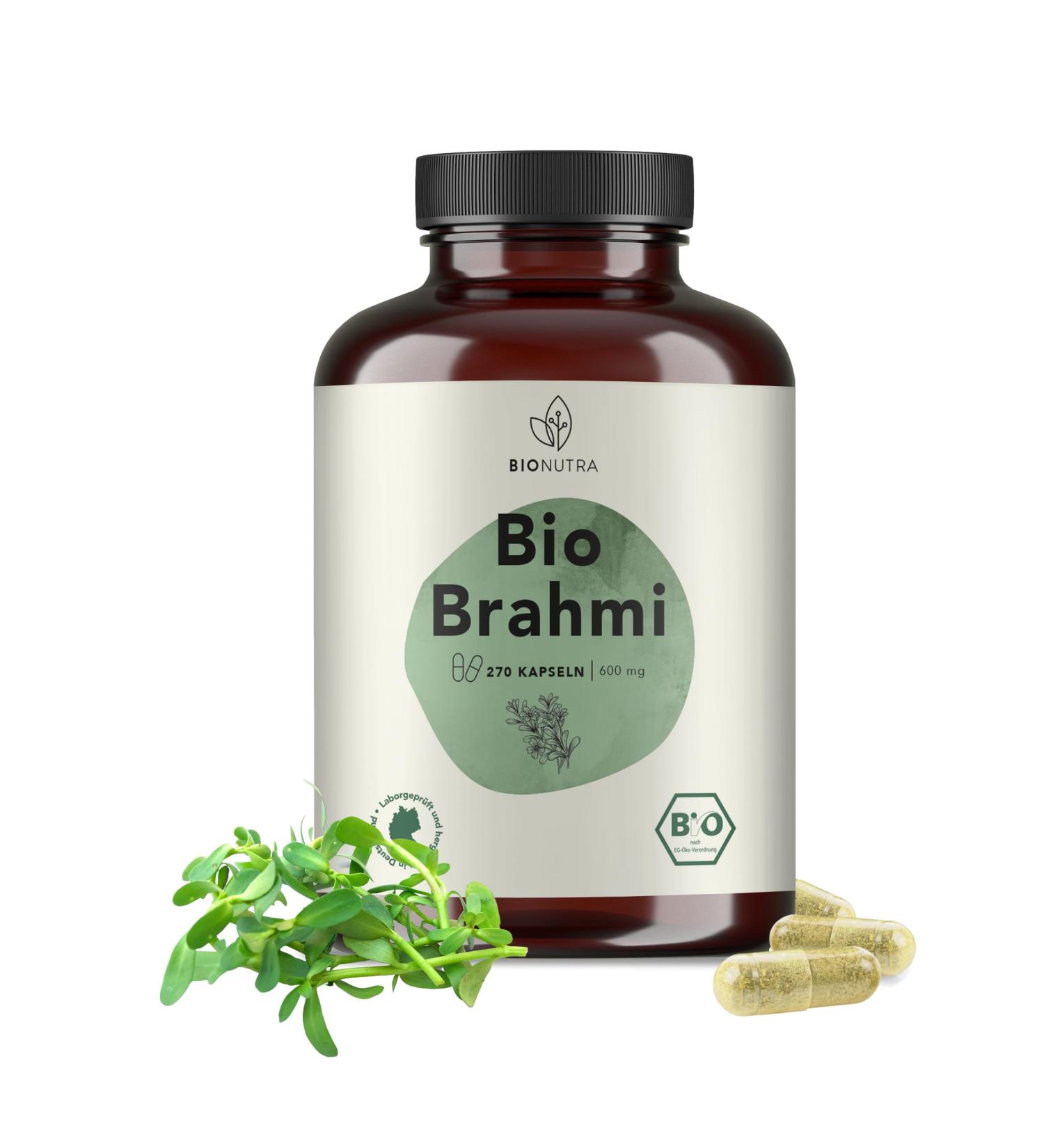 Bionutra Brahmi Capsules Bio - 270x600mg | High-Dose Organic Vegan Gluten-Free | German Quality 9-Month Supply Residue-Controlled - Buy Online on GoSupps.com