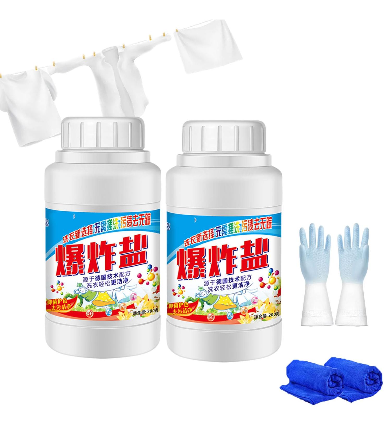 Popular Cleaning Salt Active Explosive Salt Clothing Cleaning Powder for Decontamination Explosive Salt Laundry Detergent Multipurpose Cleaning Powder Clothes Cleaner(200g) (2PC)