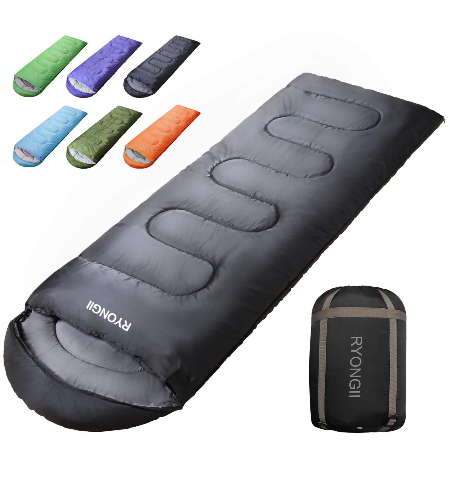RYONGII Sleeping Bag 32 for Adults & Teens - 4 Seasons Portable Lightweight Waterproof Youth for Indoor & Outdoor Activities - Dark Grey/Left Zip - Buy Online on GoSupps.com