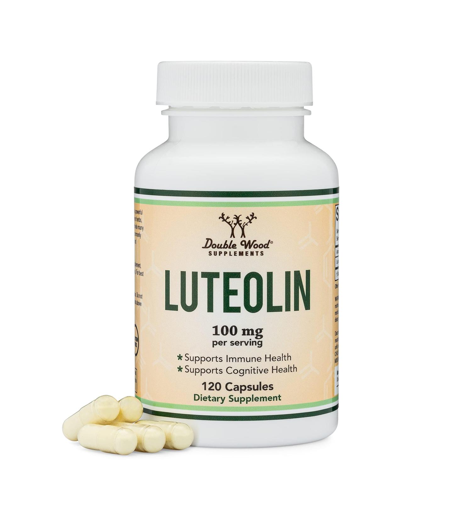 Double Wood Supplements Luteolin Supplement 100mg Servings of Bioactive Flavanoids (120 Capsules Gluten Free) Potent Polyphenols Flavonoid for Brain and Cardiovascular Support - Buy Online on GoSupps.com