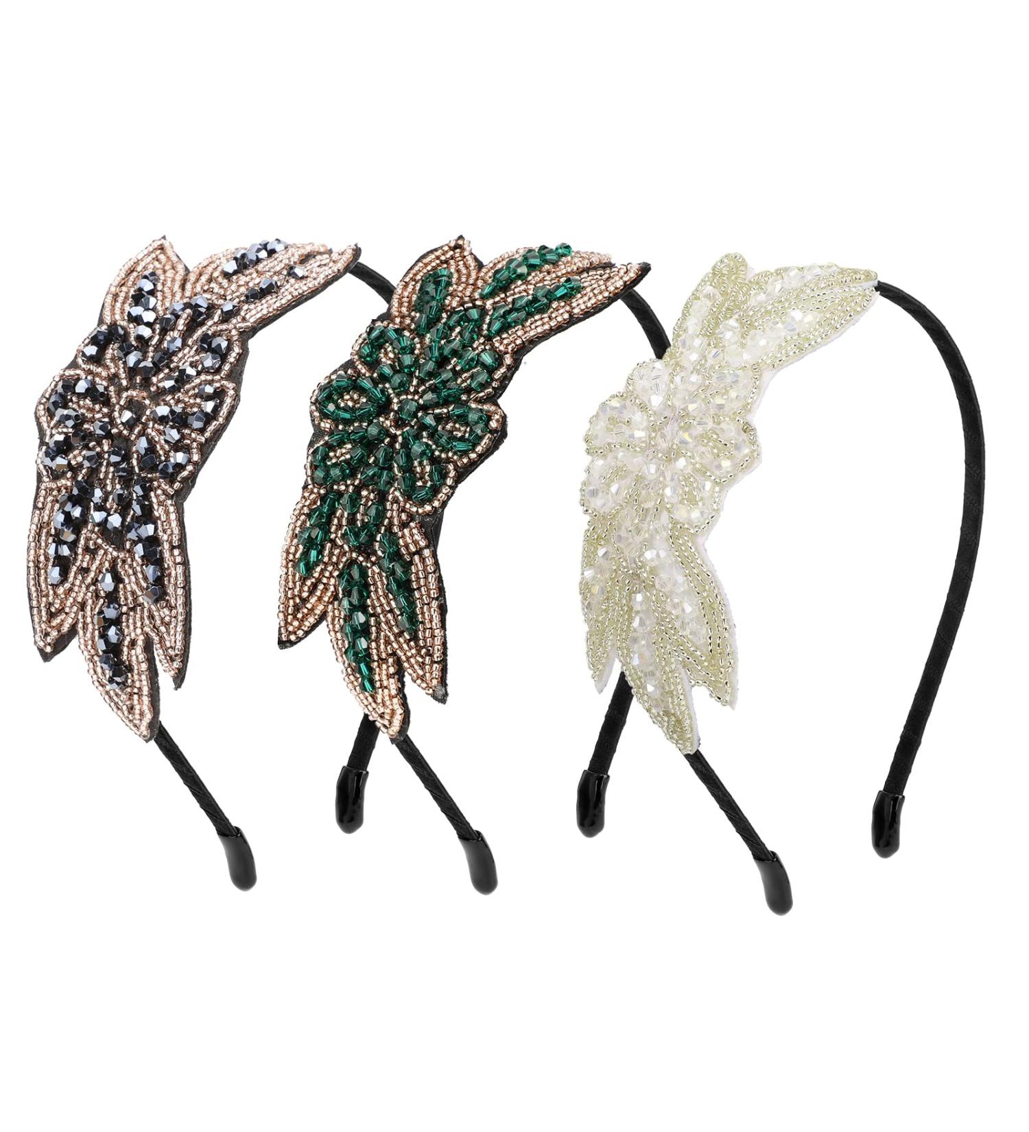 MWOOT 1920s Flapper Headbands for Women Roaring 20s Party Costumes 3 Pieces Black White Green 20s Hair Accessories Women 20s Vintage Flapper Hair Hoop 1920S Theme Hair Accessory - Buy Online on GoSupps.com