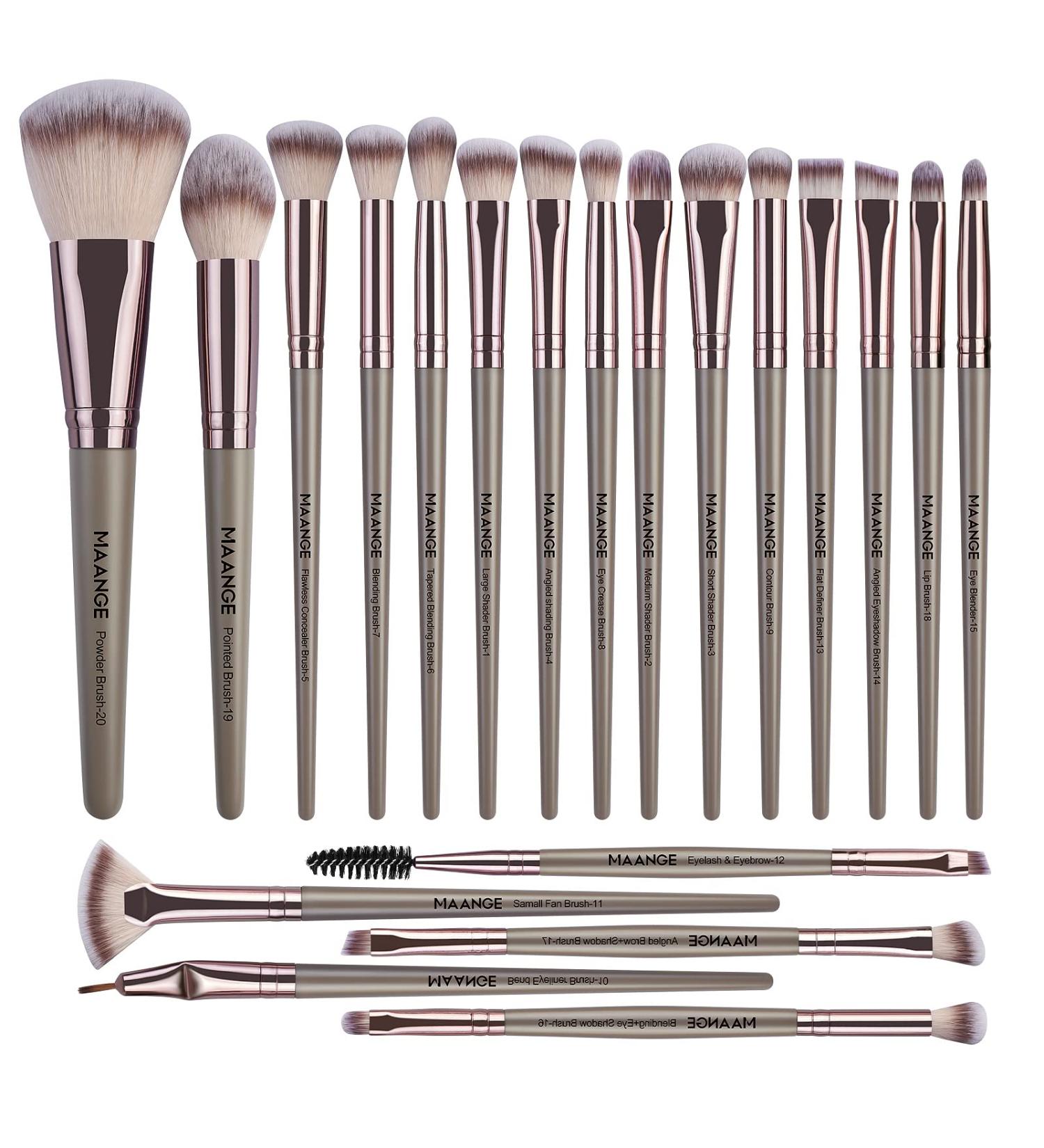 MAANGE 20 Pcs Makeup Brush Set - Premium Synthetic Brushes for Powder, Concealers, Eye Shadows & Eyeliner - Champagne - Buy Online on GoSupps.com
