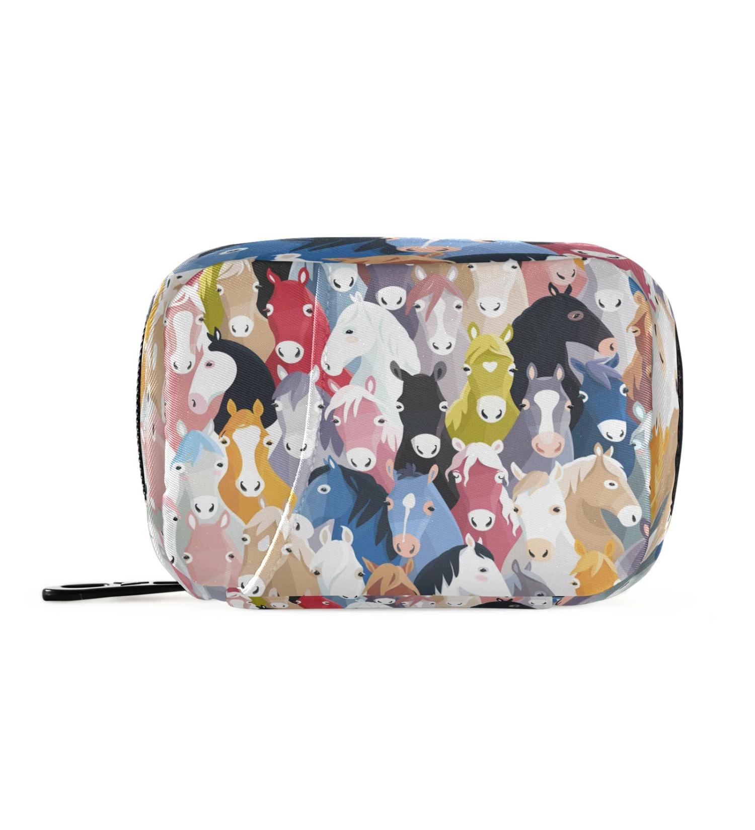 Buy Cartoon Horses Pill Pouch Bags - Small Medicine Purse with 8 Compartments for Daily Pill Organization - Ship Worldwide - Buy Online on GoSupps.com