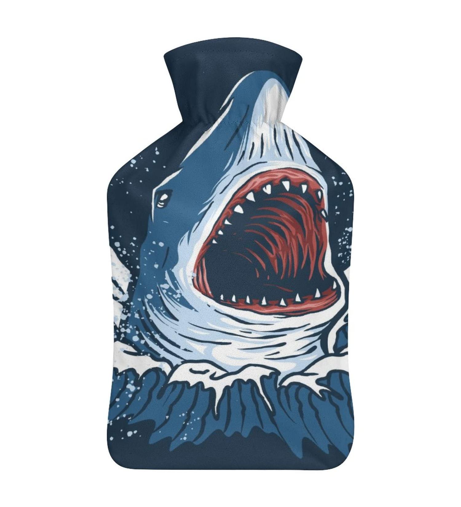 Shark Hot Water Bottle with Plush Cover - Hand Warmer for Adults & Kids | 26.5x15.3cm - Shop Internationally! - Buy Online on GoSupps.com