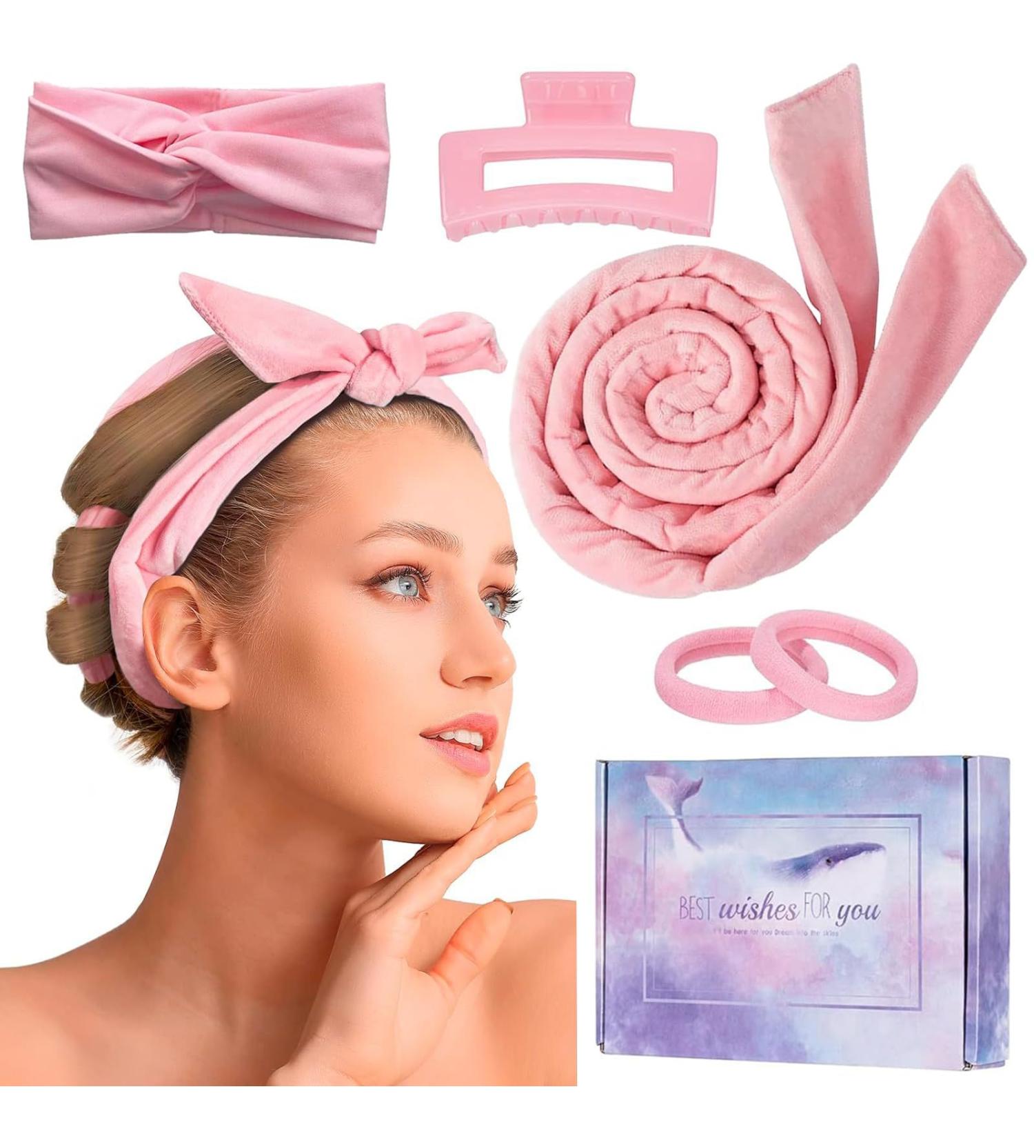 Overnight Heatless Curlers Headband for Long & Medium Hair - Pink - Buy Online on GoSupps.com