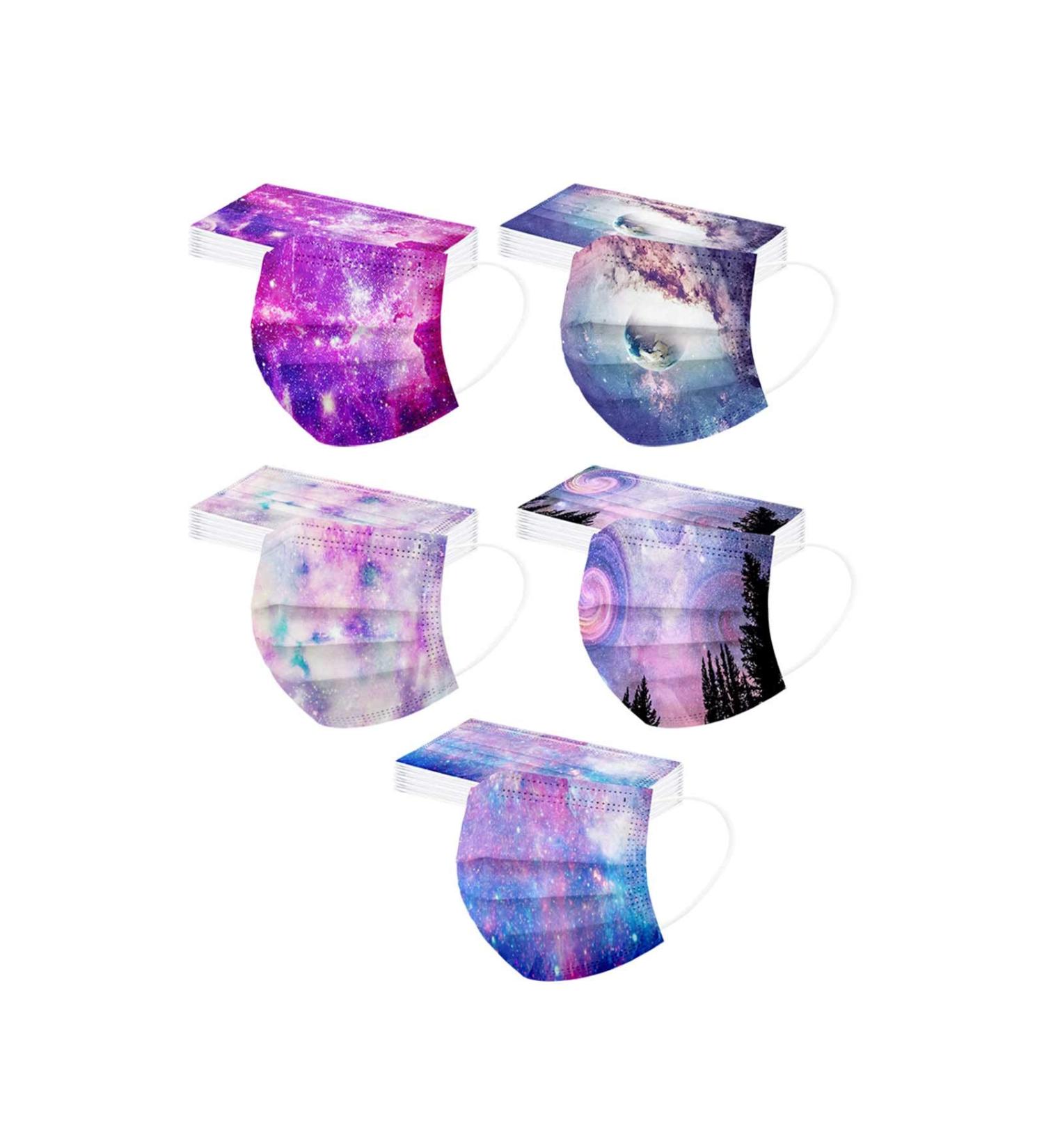 Goddess Accent 50 Pack Disposable Face_Mask Cute Floral Tie Dye Printed Protection for Adults Women - Buy Online on GoSupps.com