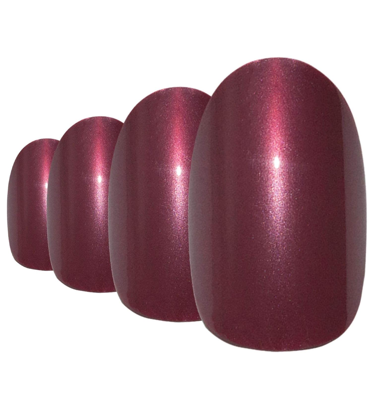Shop Bling Art Red Brown Pearly Oval False Nails - 24 Medium Tips | Quality Artificial Nails for Perfect Manicure - Buy Online on GoSupps.com