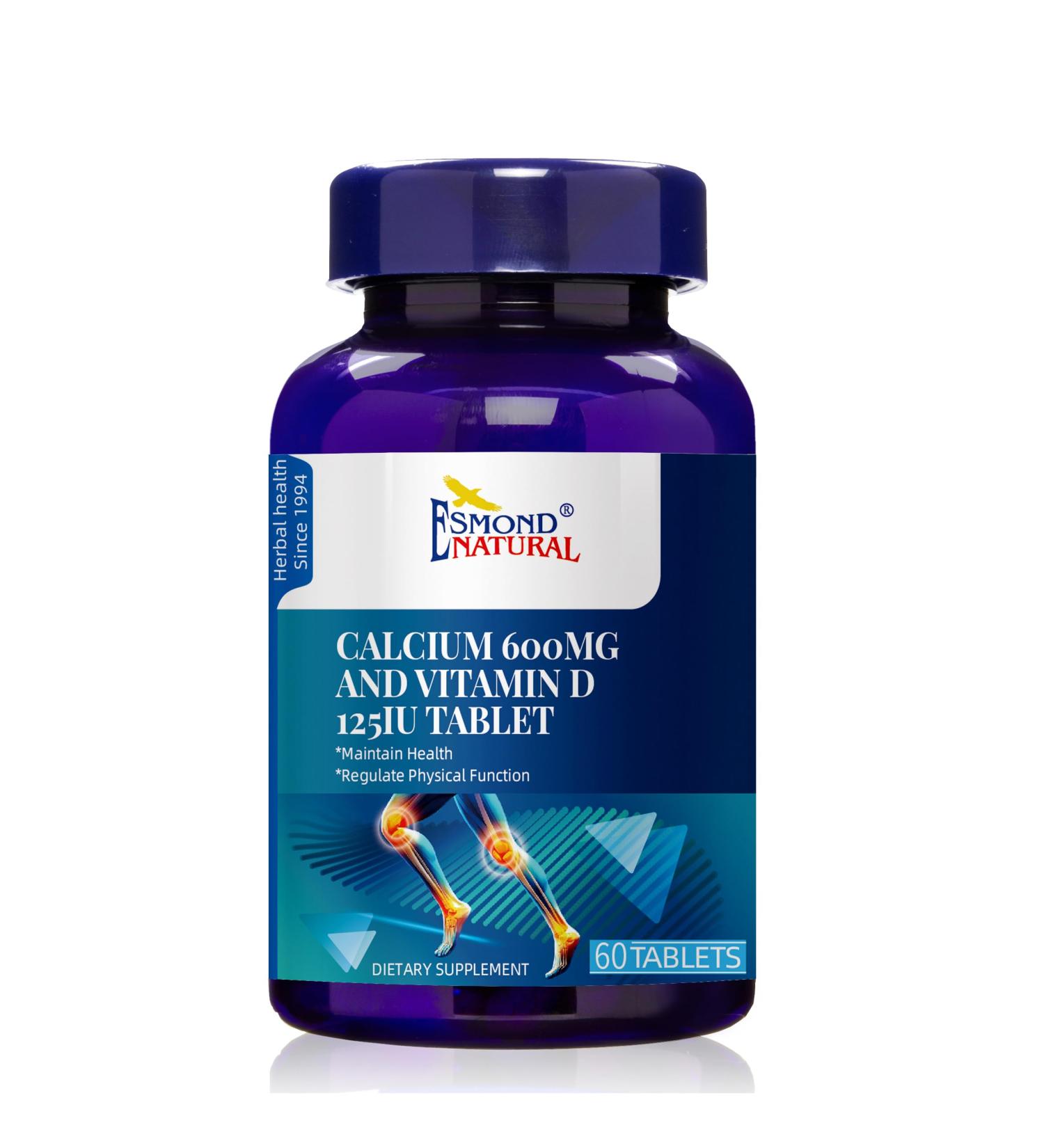 (8 Pack) Esmond Natural: Calcium 600mg and Vitamin D 125IU (Maintain Health Regulate Physical Function) GMP Natural Product Assn Certified Made in USA - 480 Tablets - Buy Online on GoSupps.com