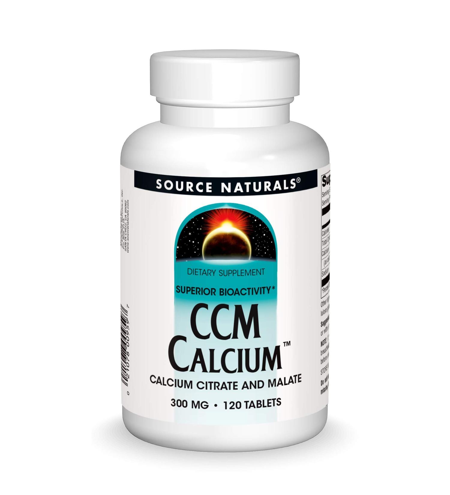 Source Naturals CCM Calcium 300mg - 120 Tablets for Strong Bones & Health - Buy Online on GoSupps.com