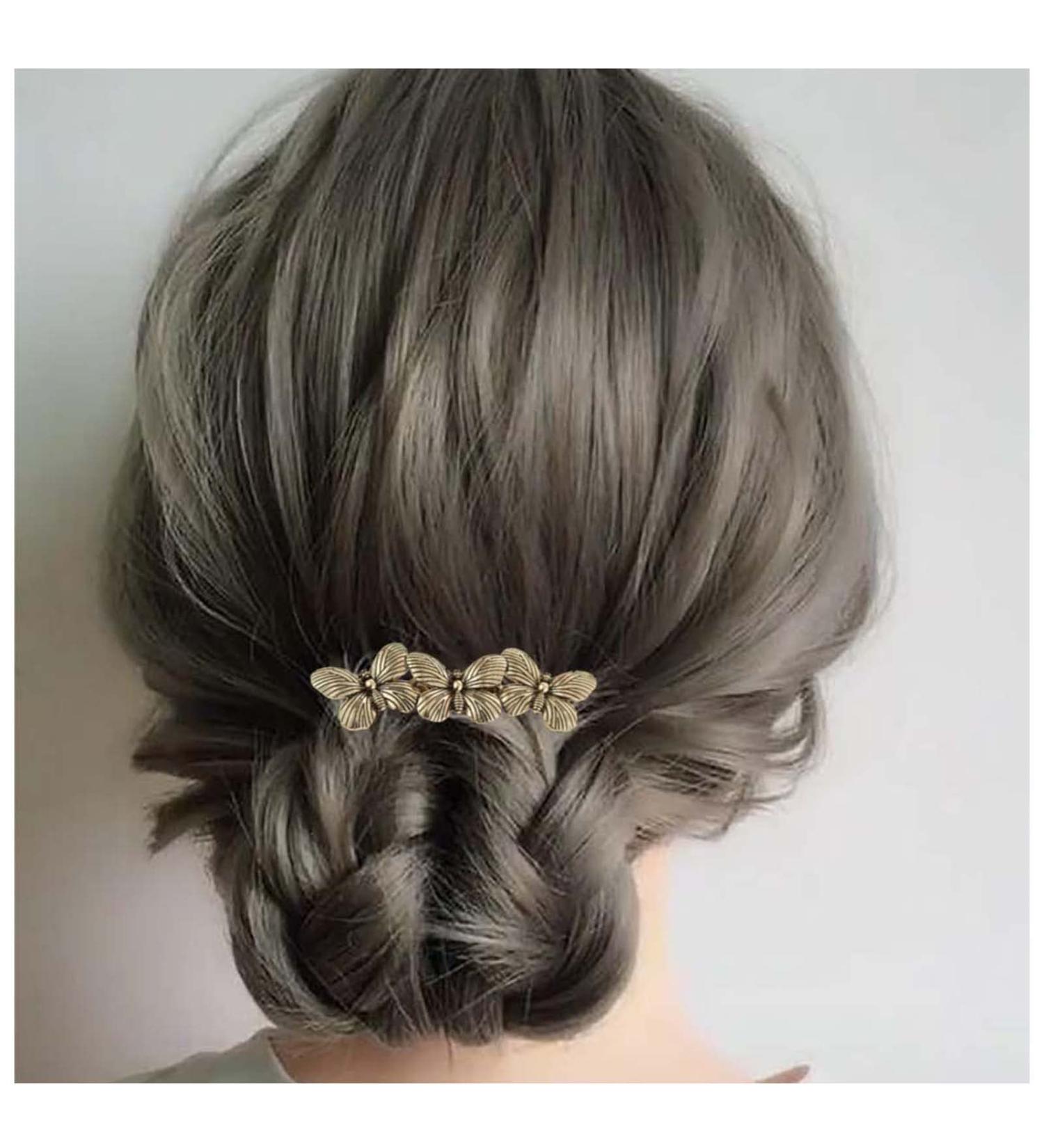 Dervivea Vintage Butterfly Hair Comb Clip Gold Butterfly Hair Side Comb Bohemia Gold Hair Combs Metal Hair Combs Barrette Decorative Hair Accessories For Women and Girl Headdress - Buy Online on GoSupps.com