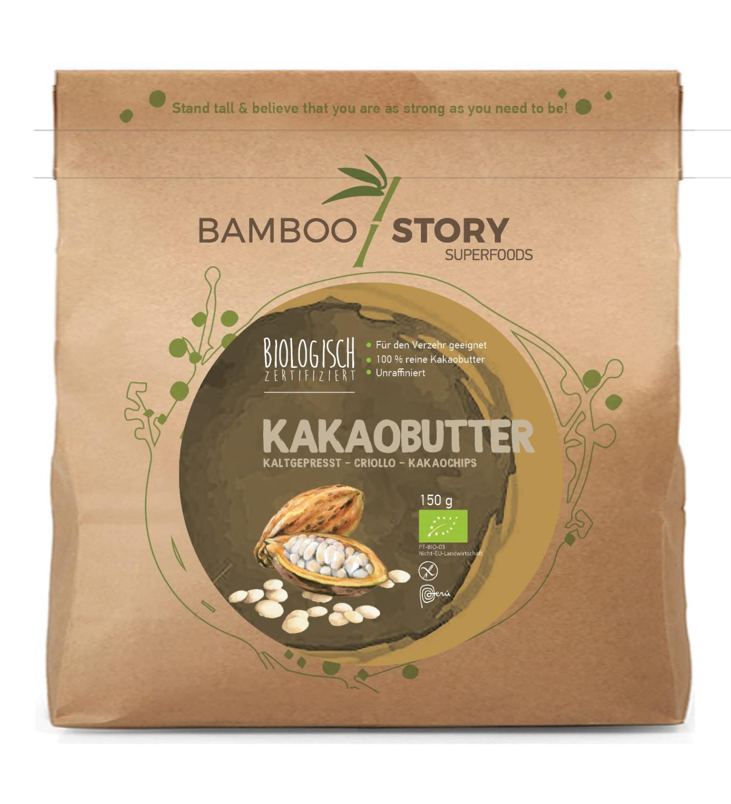 Buy NEW Bamboo Story Organic Cocoa Butter Cold Pressed Criollo Cocoa Chips | 150g | 100% Pure International Shipping Available - Buy Online on GoSupps.com