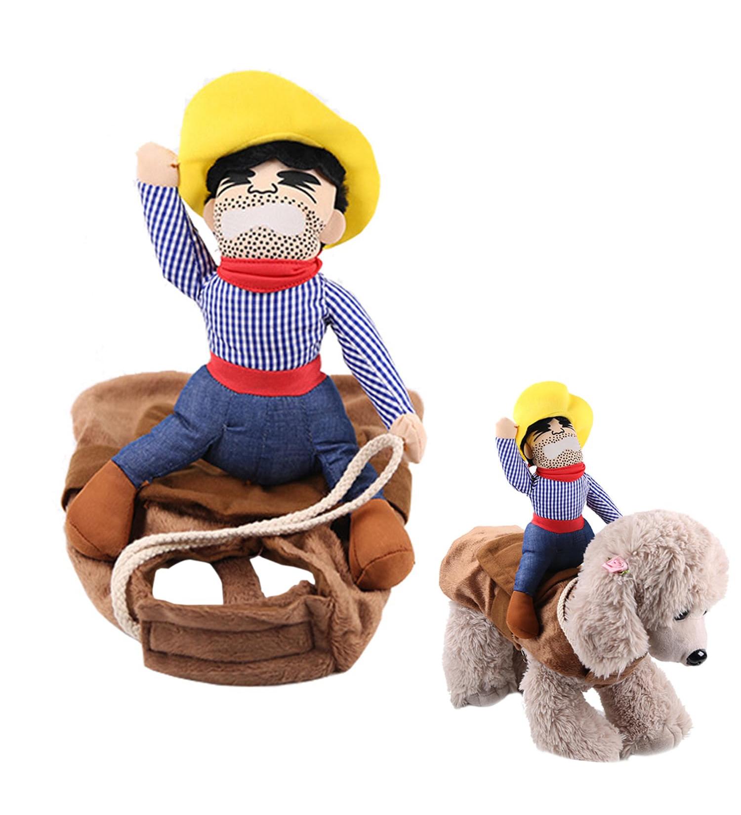 Funny Cowboy Rider Dog Costume - Creative Halloween Pet Costume Sweater for Dogs - Buy Online on GoSupps.com