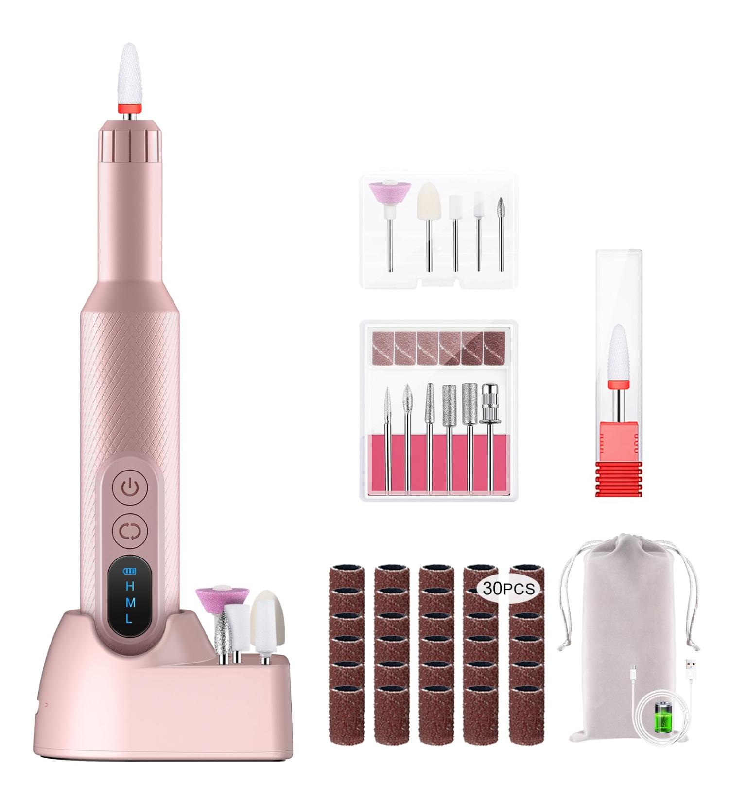 Buy Urbuti Cordless Electric Nail Drill - Portable Rechargeable Nail File for Acrylic & Gel Nails - Professional Manicure & Pedicure Tools - Perfect for Home & Salon (Pink - Buy Online on GoSupps.com