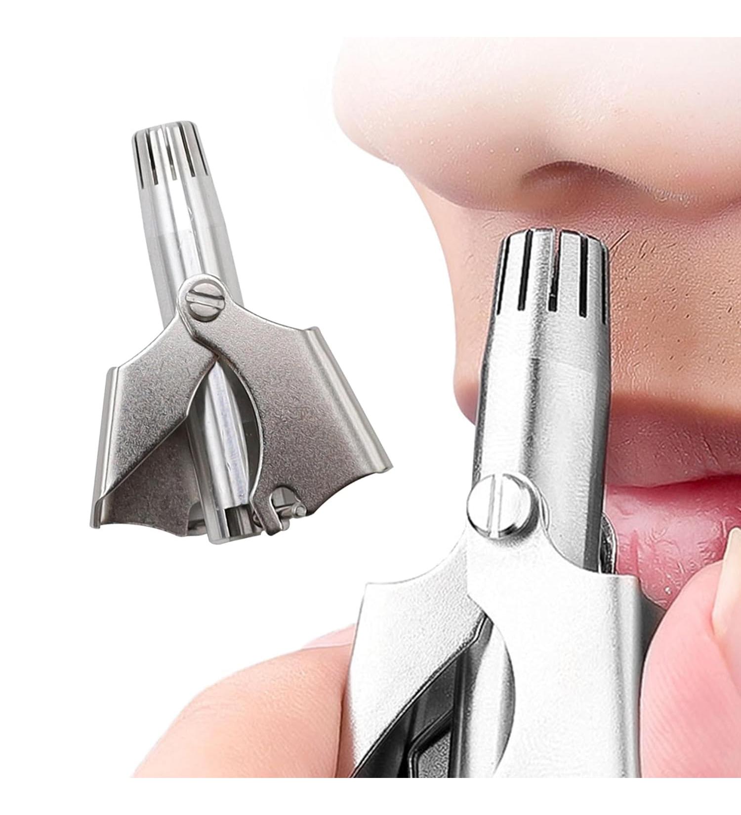 Erbe Stainless Steel Portable 6-Teeth Manual Nose Hair Trimmer for Men No Batteries Required Safe & Painless Includes Drawstring Bag and Brush