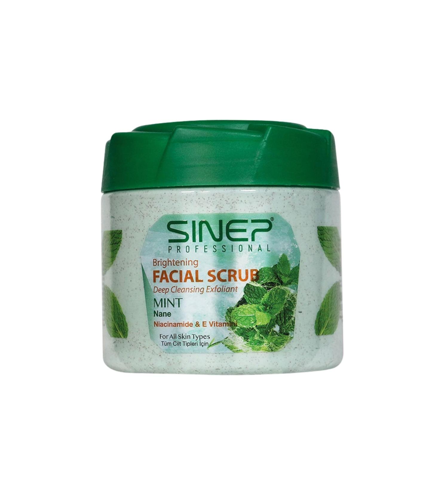 SINEP Professional Brightening face and body scrub exfoliating treatment with coconut extract and niacinamide for radiant skin 400 ml 400 ml mint