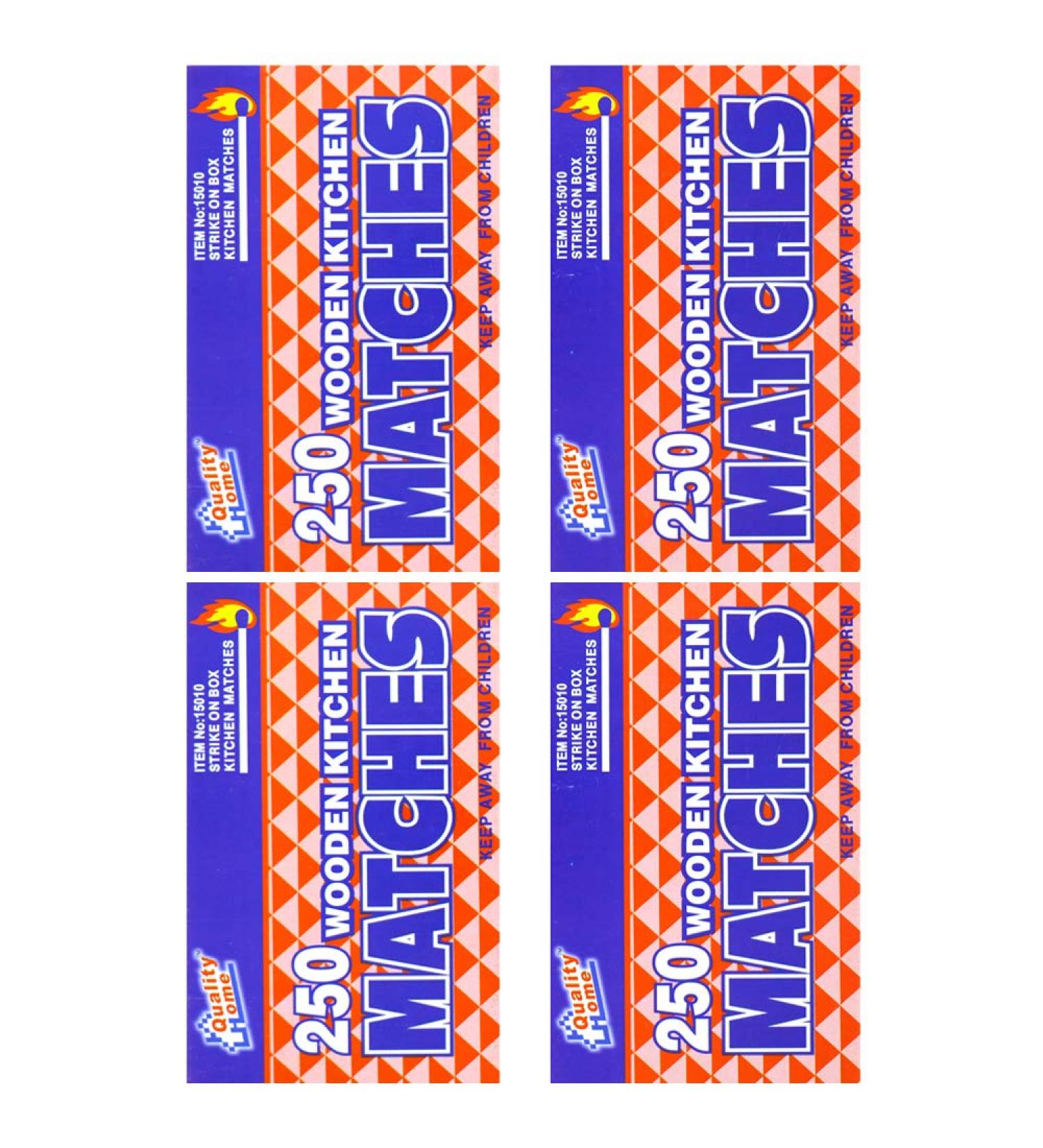 OCD Bargain Wooden Kitchen Matches 250 per Pack - Strike On Box for Candles, Kitchen, Camping, Outdoor - 4 Packs - Buy Online on GoSupps.com