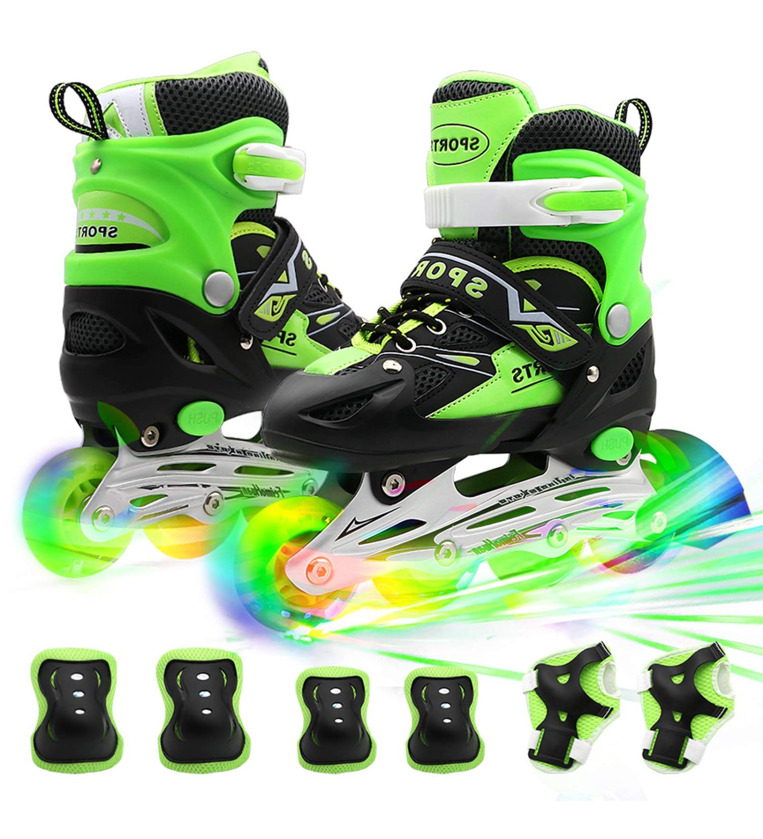 Petuol Kids Adjustable Inline Skates | 8 Light Up Wheels | Safe & Durable Roller Skates for Boys and Girls | Beginner Fun Skates | Size Medium (Big Kid 1-4 US) - Buy Online on GoSupps.com