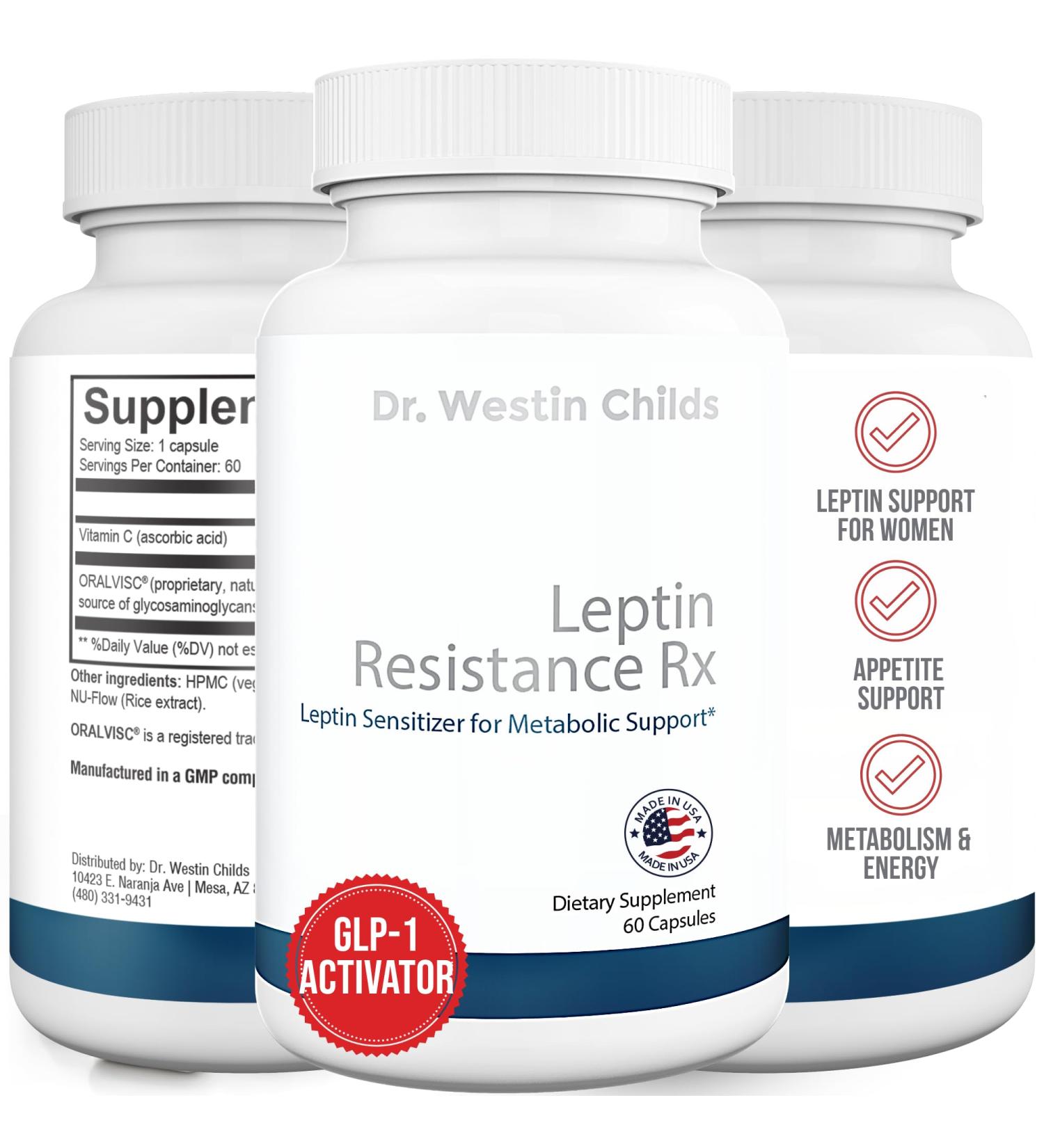 Dr. Westin Childs | Leptin Resistance Rx Natural Leptin Sensitizer Support Supplement for Women & Men Thyroid Metabolic Health Vitality Energy Focus with Glycosaminoglycans Vitamin C - 60 ct - Buy Online on GoSupps.com