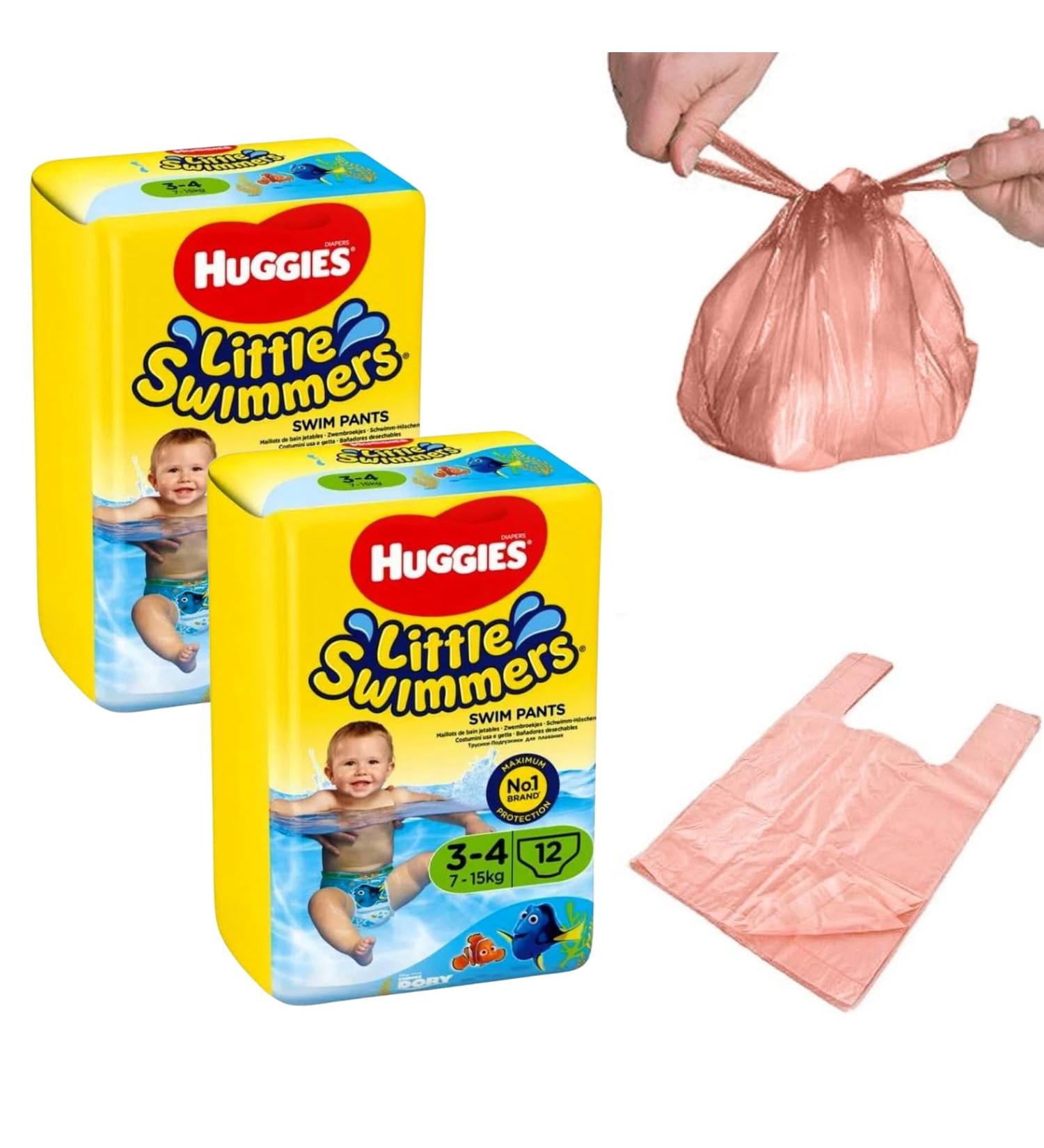 Little Swimmers Size 3-4 Disposable Swim Nappies with Nappy Bags - 24-Pack for Babies (7-15kg) - Waterproof Nappies for Swimming - Perfect for Summer Pools - Buy Online on GoSupps.com