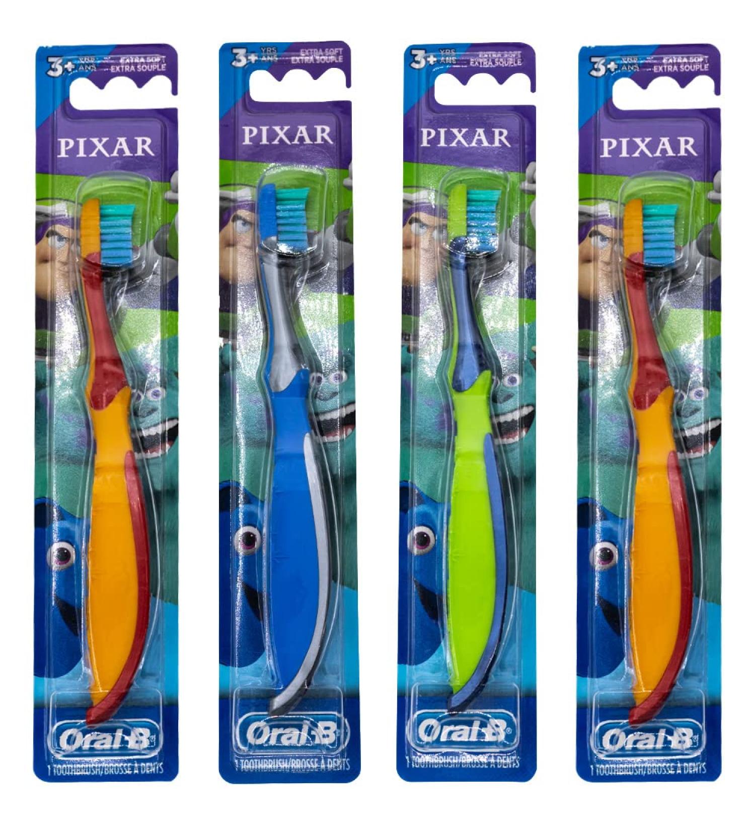 Oral-B Kids Pixar Toothbrush Children 3+ Extra Soft - Pack of 4 | Characters Vary - Buy Online on GoSupps.com