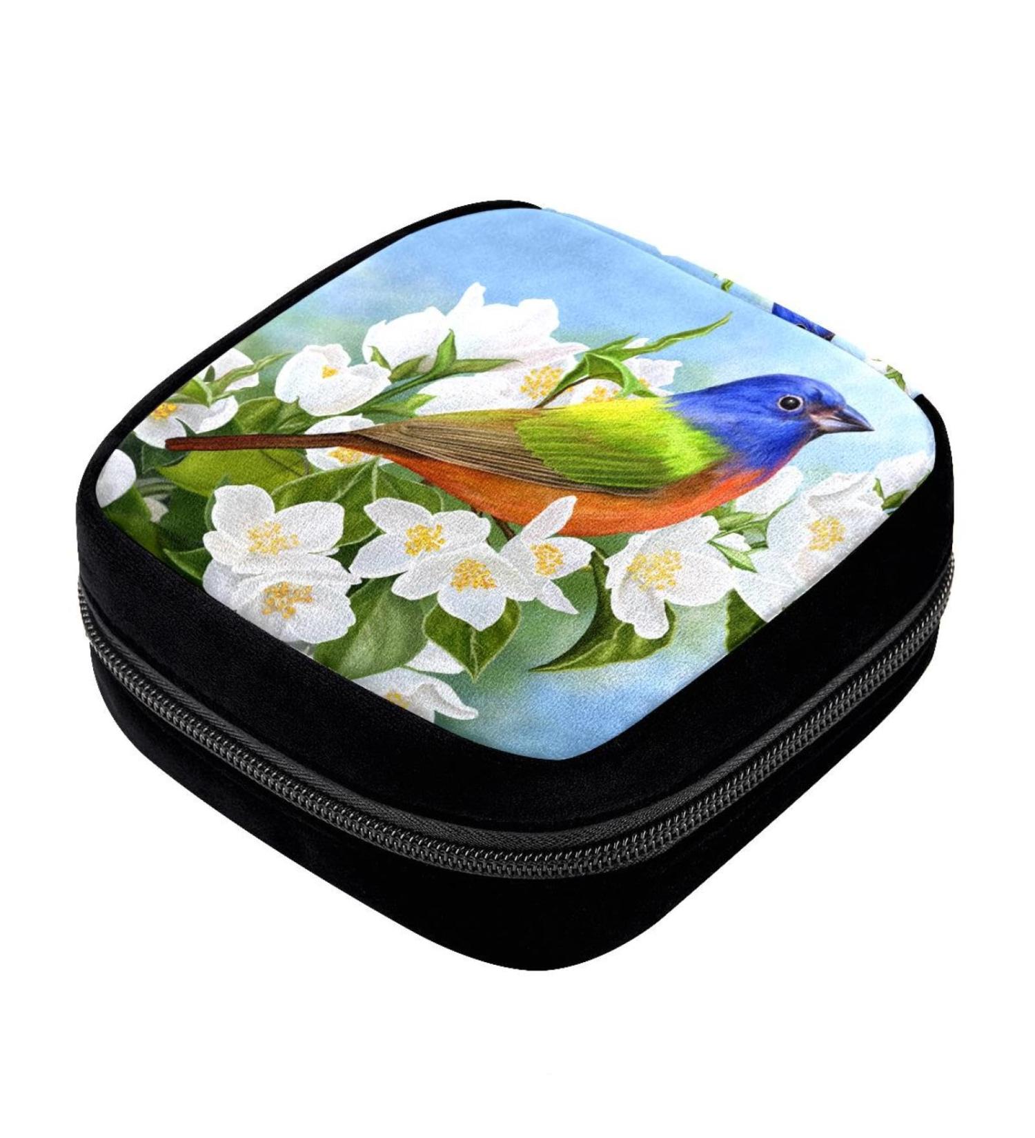 GIAPB Period Bag Sanitary Napkin Holder Makeup Pouch - Bird White Plant Flowers Color1658 - Buy Online on GoSupps.com