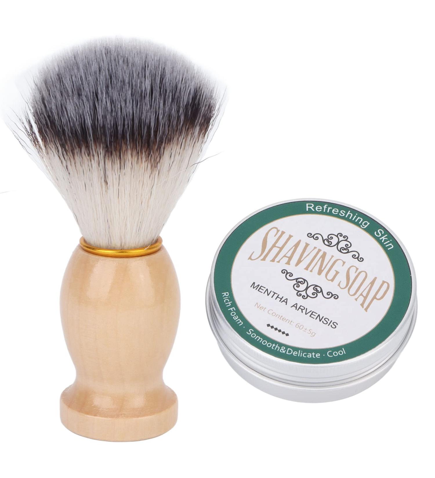 Premium 2-Part Men's Shaving Set - 60g Mint Fragrance Soap & Brush | Best Shaving Brush for A Smooth Shave - Buy Online on GoSupps.com