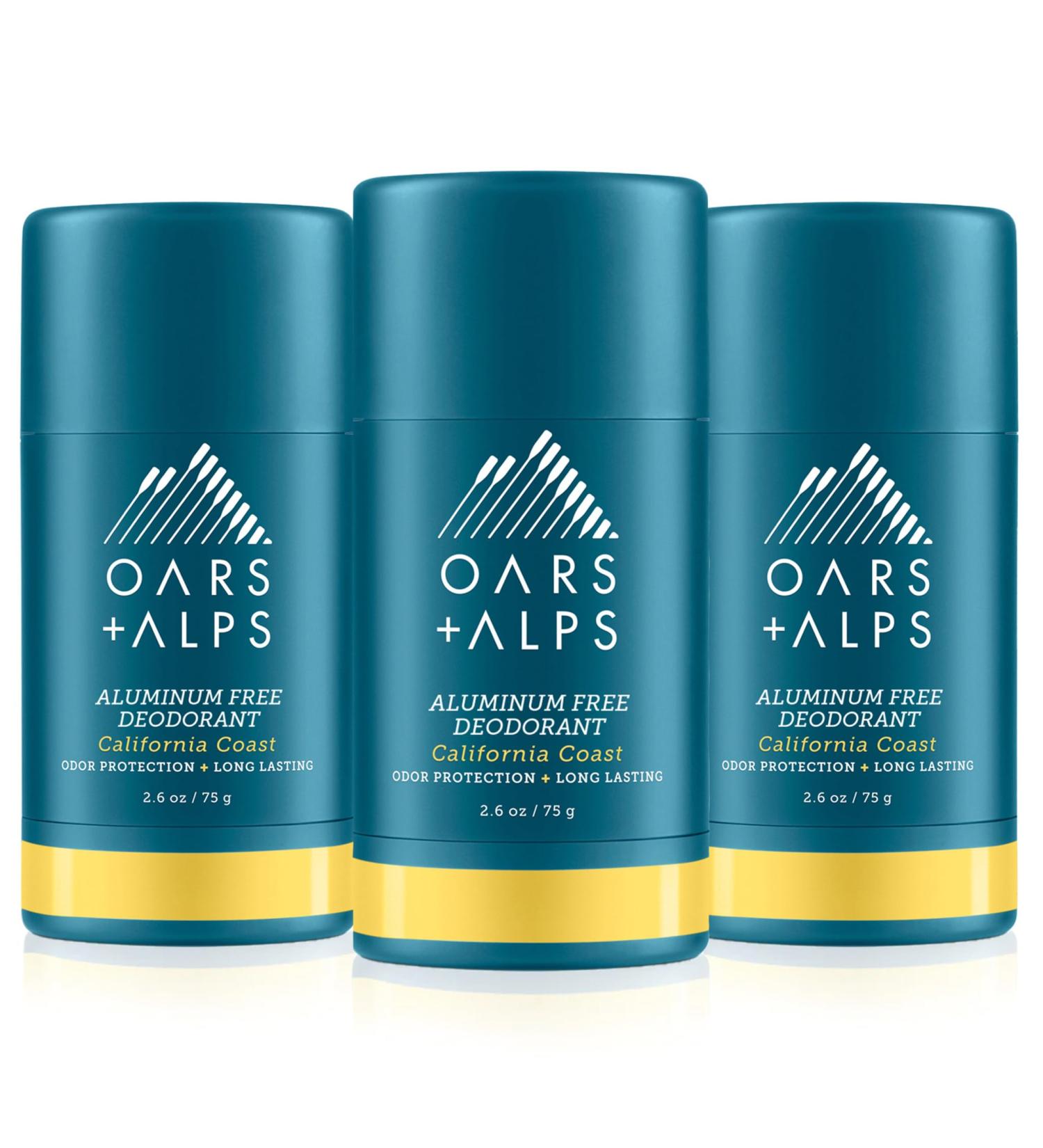 Oars + Alps Aluminum Free Deodorant for Men and Women Dermatologist Tested and Made with Clean Ingredients California Coast 3 Pack 2.6 Oz Each 3ct - California Coast 2.6 Ounce (Pack of 3) - Buy Online on GoSupps.com