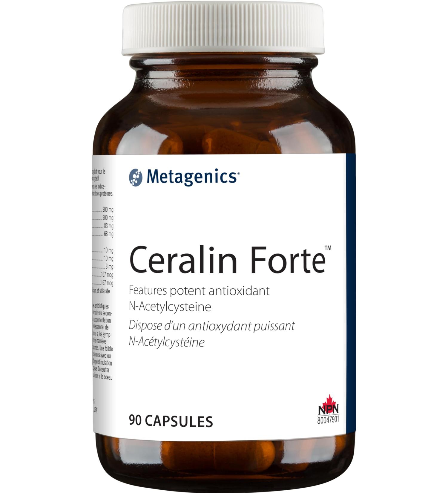 Metagenics Ceralin Forte - Potent Antioxidant Formula with NAC to Help Support Brain and Nerve Health - 90 Capsules - Buy Online on GoSupps.com