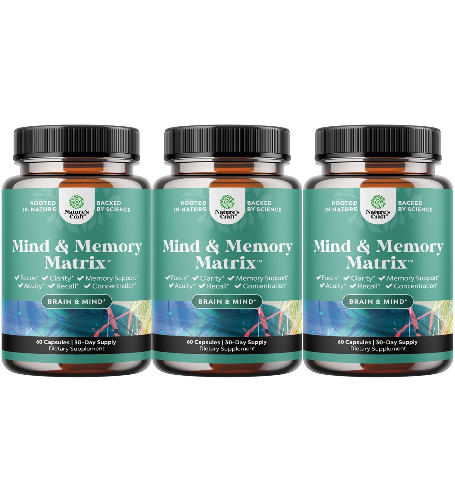 Advanced Brain Supplement for Memory and Focus - Nootropics Brain Support Supplement with Memory and Focus Vitamins for Adults of All Ages - for Brain Fog Clarity Energy and Recall - 3 Pack - Buy Online on GoSupps.com