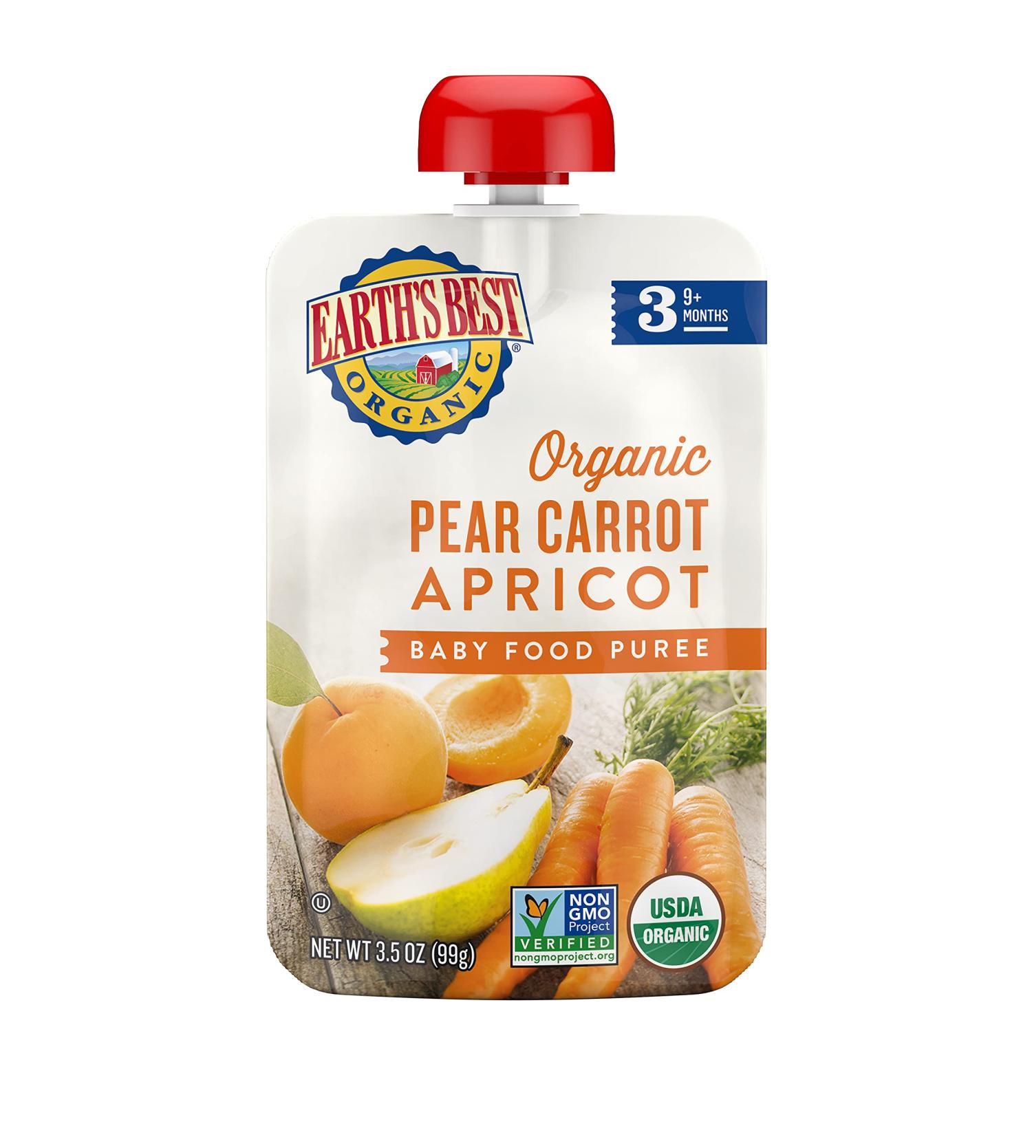 Earth's Best Organic Baby Food Stage 3 - Pear Carrot Apricot, 3.5 oz (12 Pack) - Buy Online on GoSupps.com