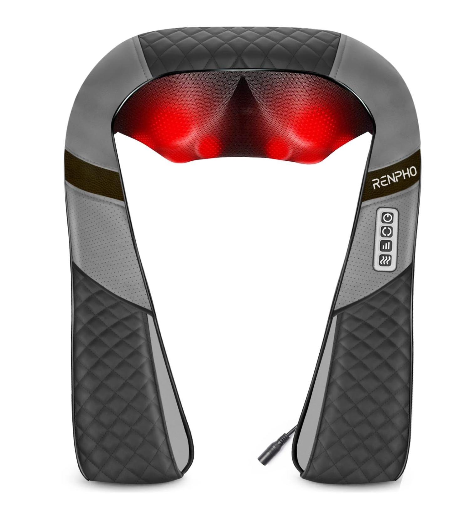 Renpho Shiatsu Massage Device - 3D Neck & Shoulder Massager with Warmth | Deep Tissue Relief for Back Legs & Feet - Black & Gray - Buy Online on GoSupps.com