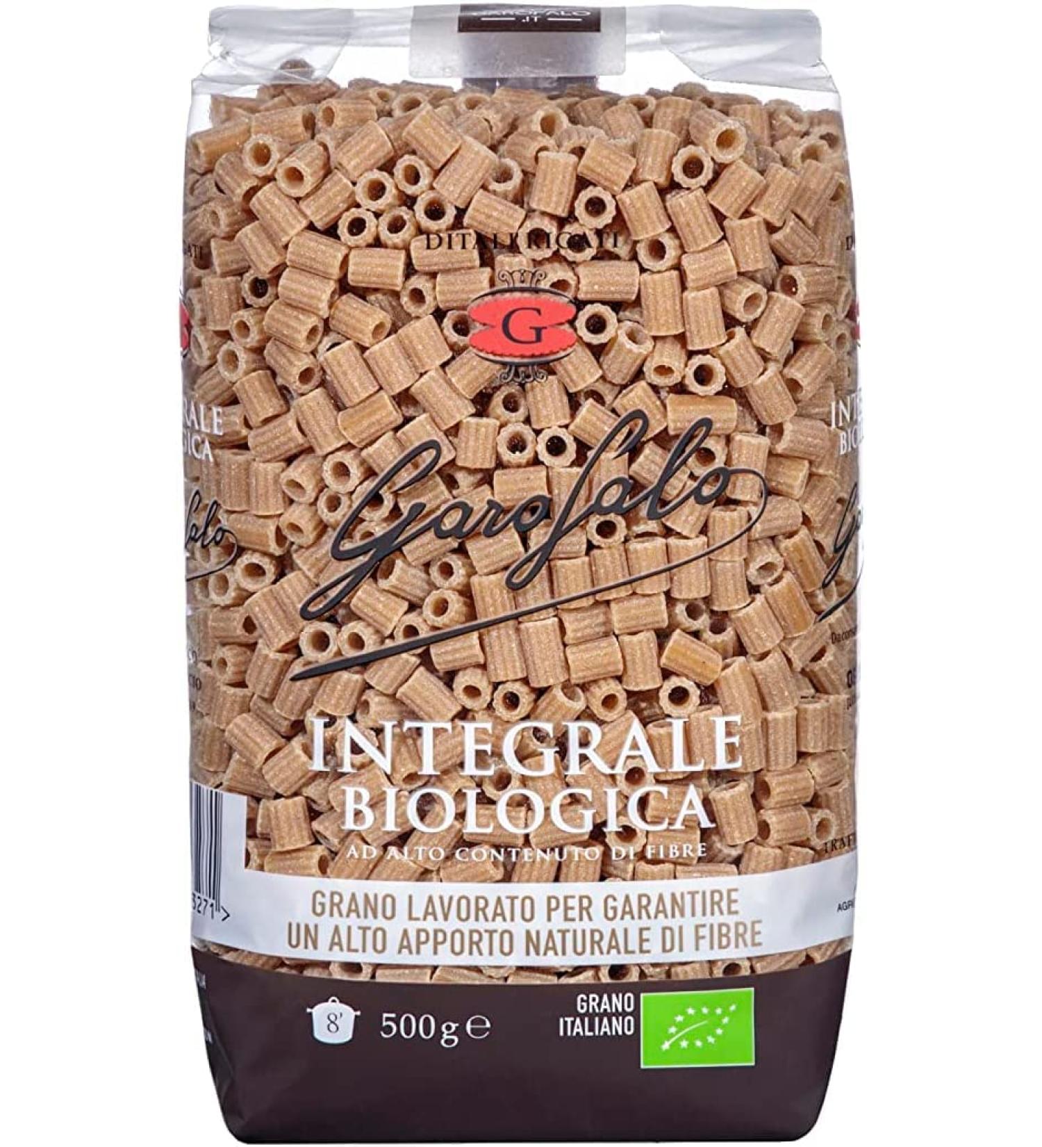 Italian Gourmet E.R. Garofalo Wholegrain Italian Rigated Pasta Pack of 10 Organic Products 500g + Gourmet Italian Polpa 400g