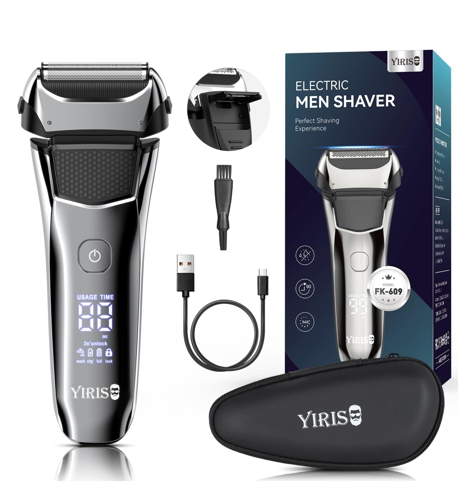 Buy Electric Shaver for Men - Rechargeable Foil Razor with Beard Trimmer LED Display Travel Lock & USB-C Charging - Perfect for Wet/Dry Shaving - Buy Online on GoSupps.com