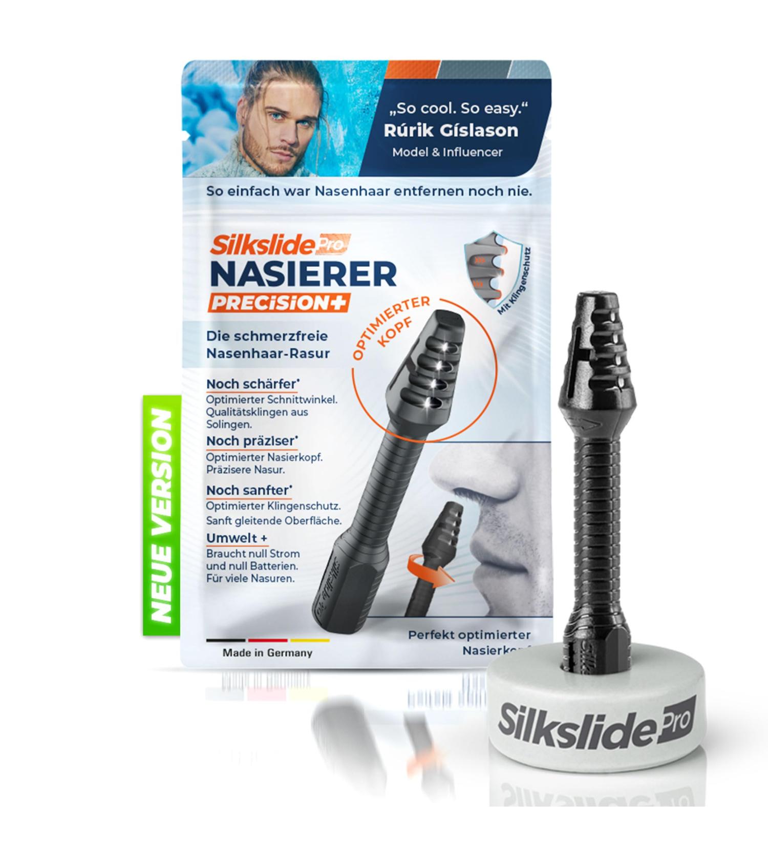 Silkslide Pro Nose Hair Razor with Ceramic Stand | Gentle & Safe Nasal Hair Removal | Quality Solingen Blades | 1x Razor + Stand - Buy Online on GoSupps.com