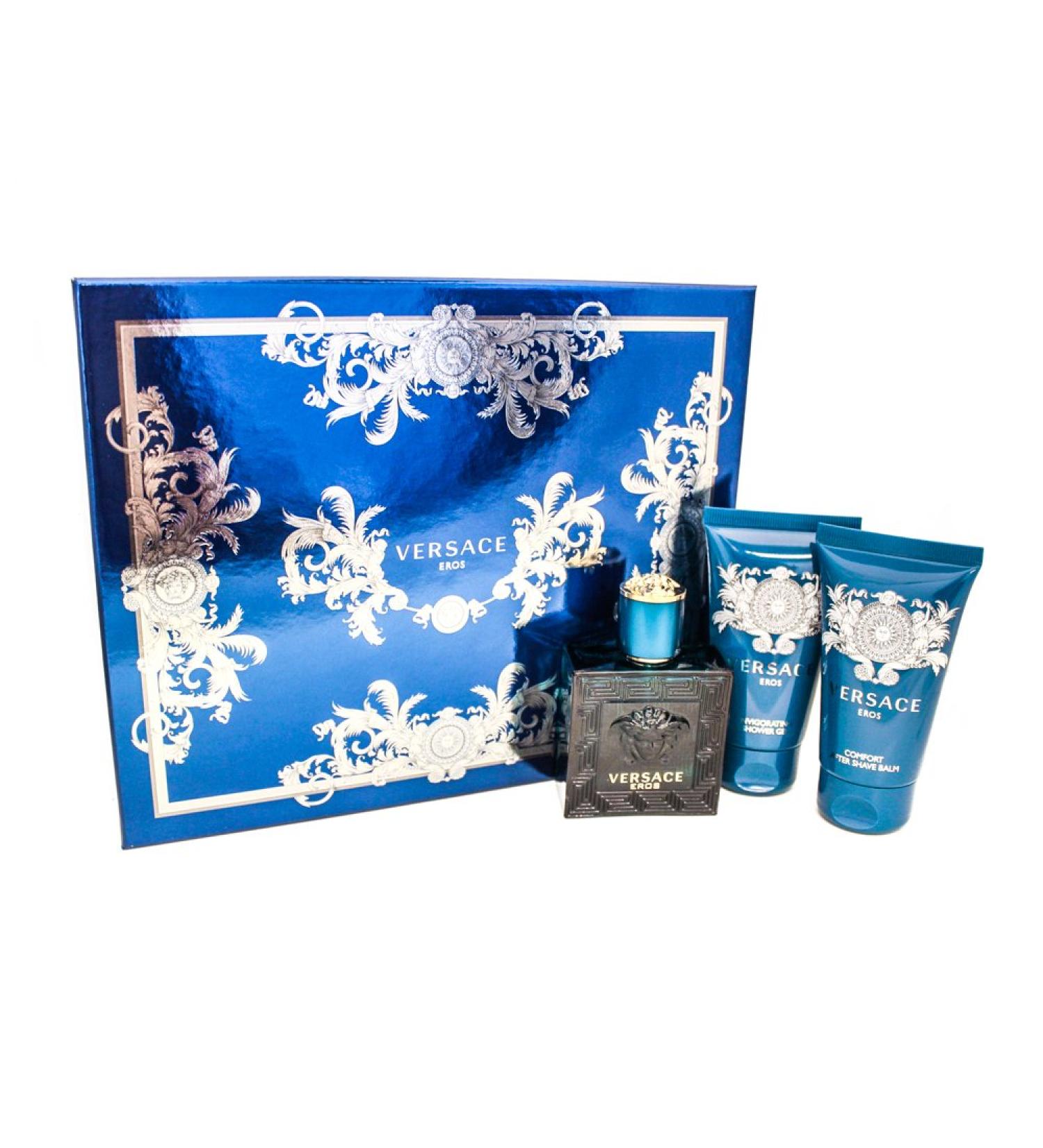 Versace EROS Gift Set for Men 1.7 oz EDT + 1.7 oz Shower Gel + 1.7 oz Aftershave Balm Combo Cedar Vanilla Lemon Mint 5.1 Fl Oz (Pack of 1) - Buy Online on GoSupps.com