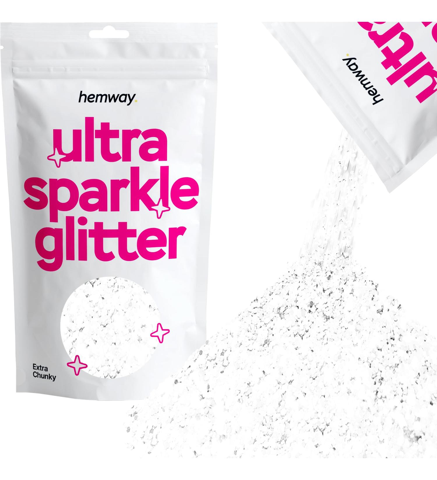 Hemway Extra Chunky Glitter 100g - Cosmetic Safe Crystal Diamond White Iridescent 1mm Glitter for Crafts & Beauty Use - Fast International Shipping - Buy Online on GoSupps.com